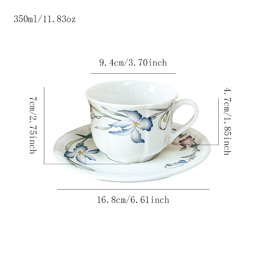 陶瓷杯蝶水杯茶杯套装咖啡杯马克杯大容量酒店复古家用马卡龙可爱设计感茶水带手柄女印花LOGO刻花带盖浮雕燕麦活动釉下彩麦片