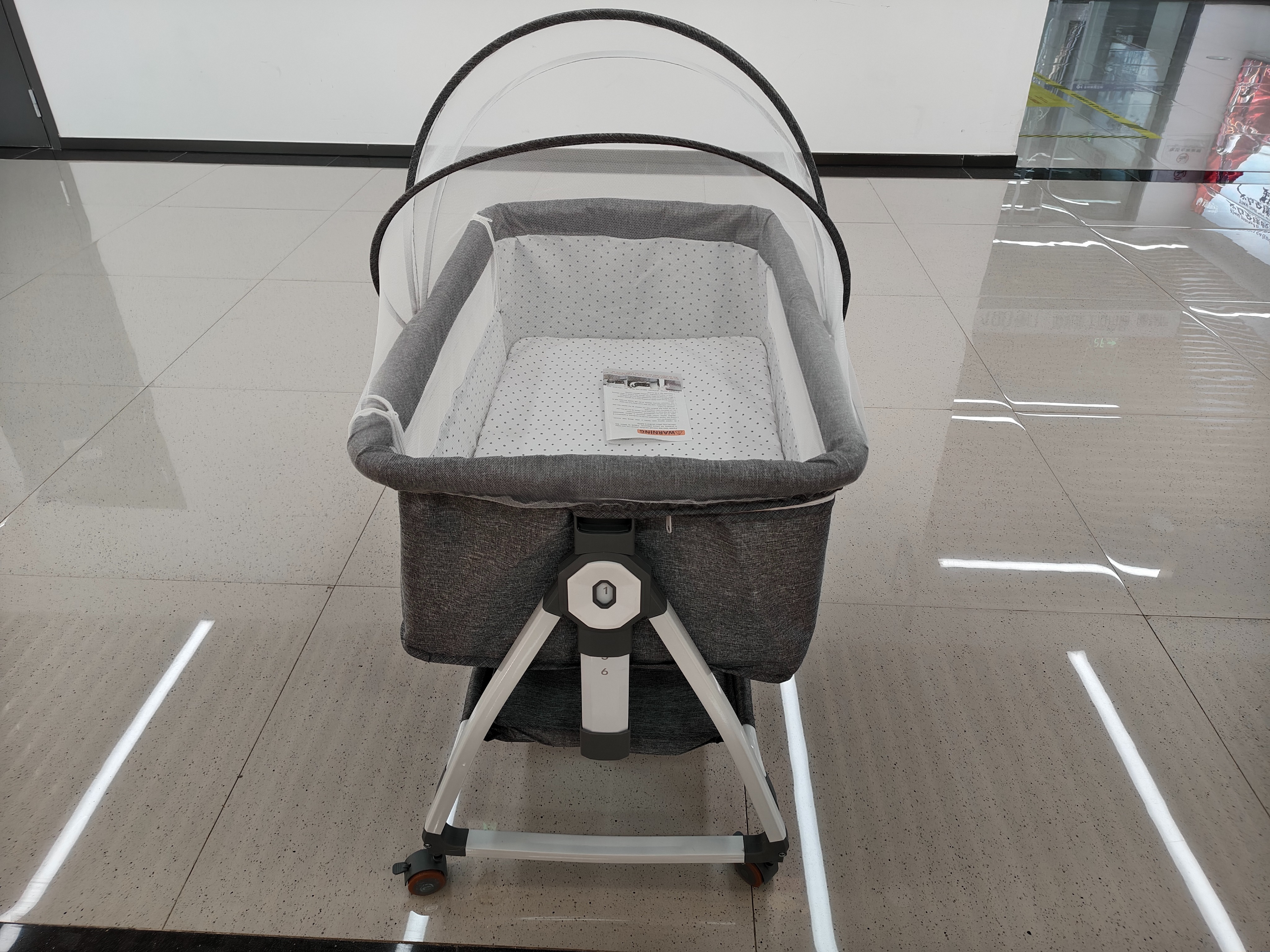 Junzai grey fabric baby cribs, children's beds, mosquito nets, mosquito repellent covers, baby sleep products are soft, breathable, safe and comfortable details Picture