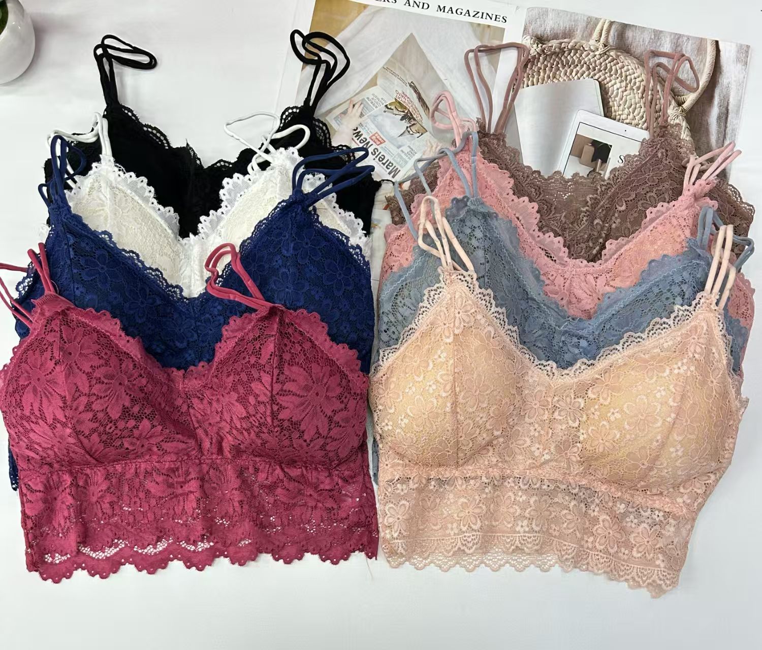 3018# Export to the Middle East and Africa, stock women's vest, broadband solid color, comfortable, sexy and interesting vest, beautiful back, detachable chest pad, back center, underwear QNI Item Picture