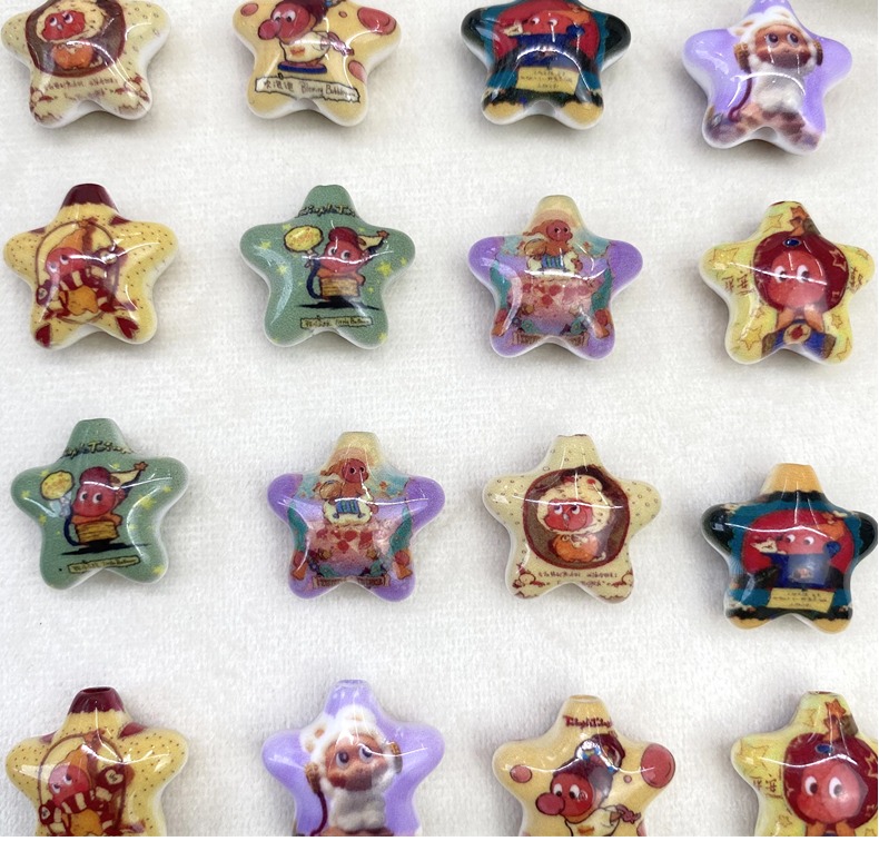 亚克力印花星星人五角星diy/串珠挂件手机链包挂饰品配件材料批发详情1