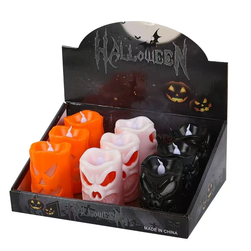 万圣节南瓜骷髅蜡烛灯小夜灯场景装扮万圣节发光小电子灯