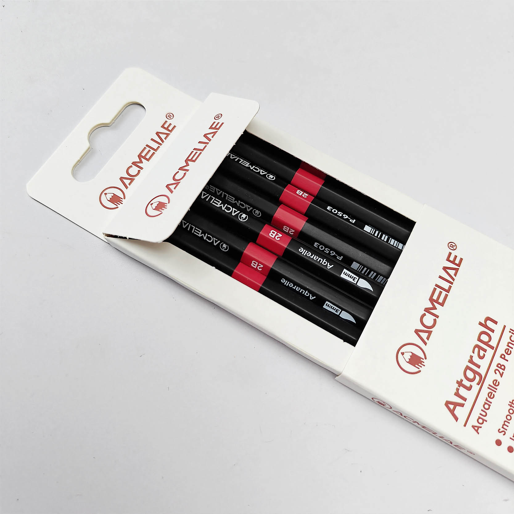 ACMELIAE P-6503 8PCS 2B Water Soluble Graphite Pencil Specification drawing
