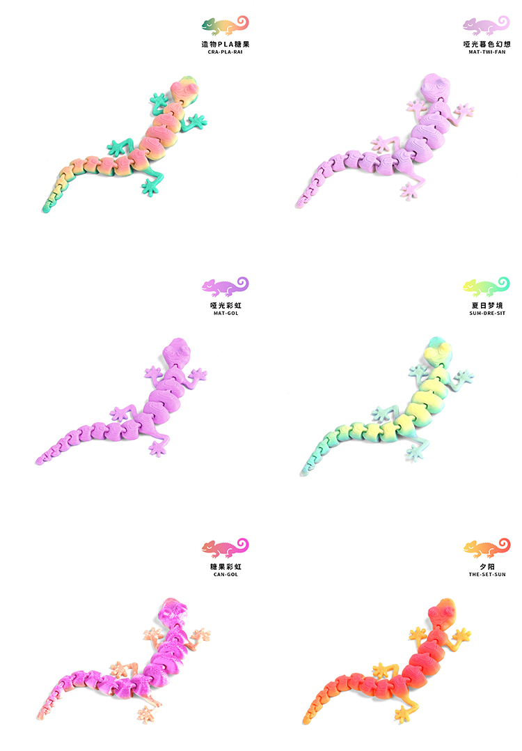 跨境爆款3D打印蜥蜴壁虎一体关节可动逗猫小玩具儿童仿真小动物批详情7
