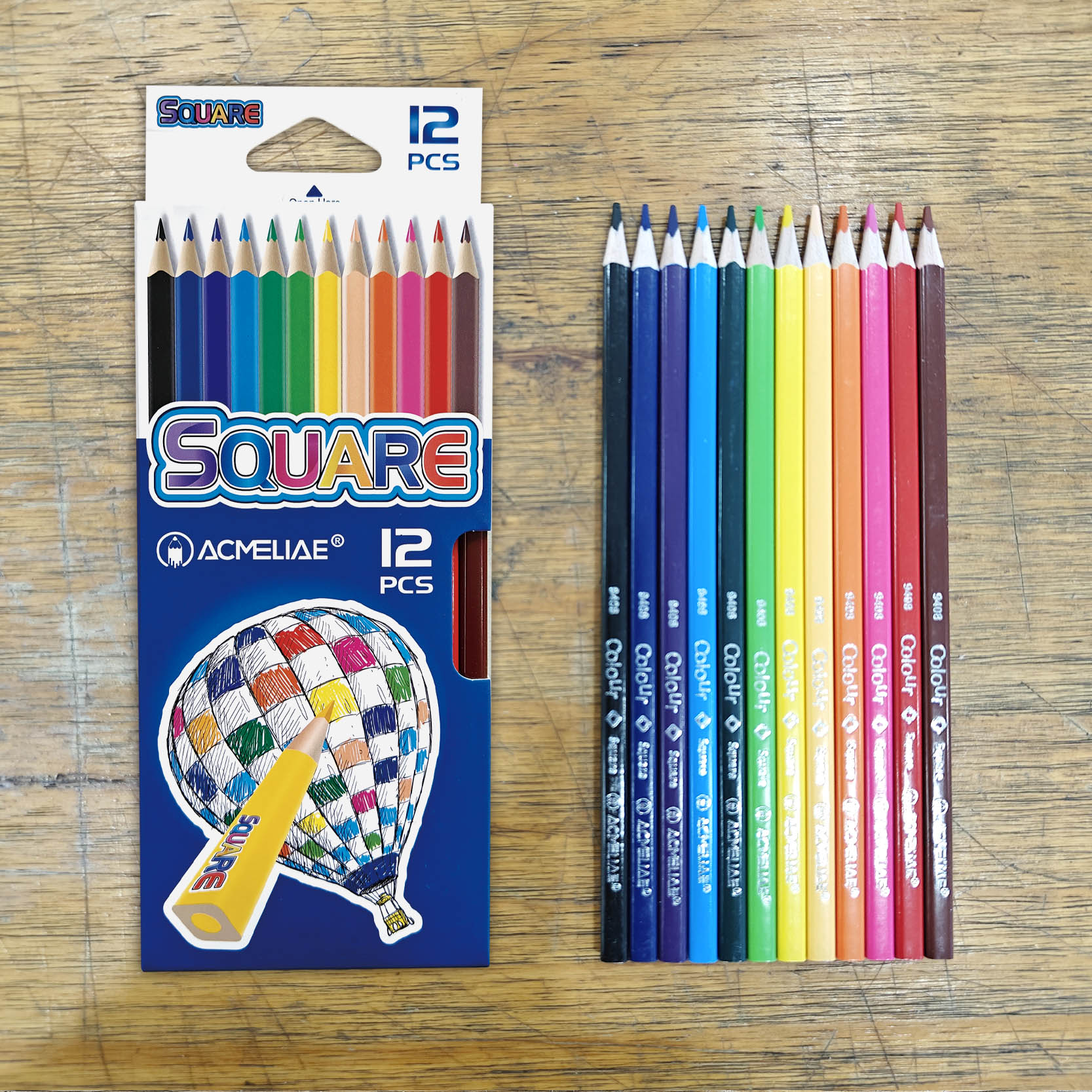 ACMELIAE 7'' 12PCS Square Shape Color Pencil full figure