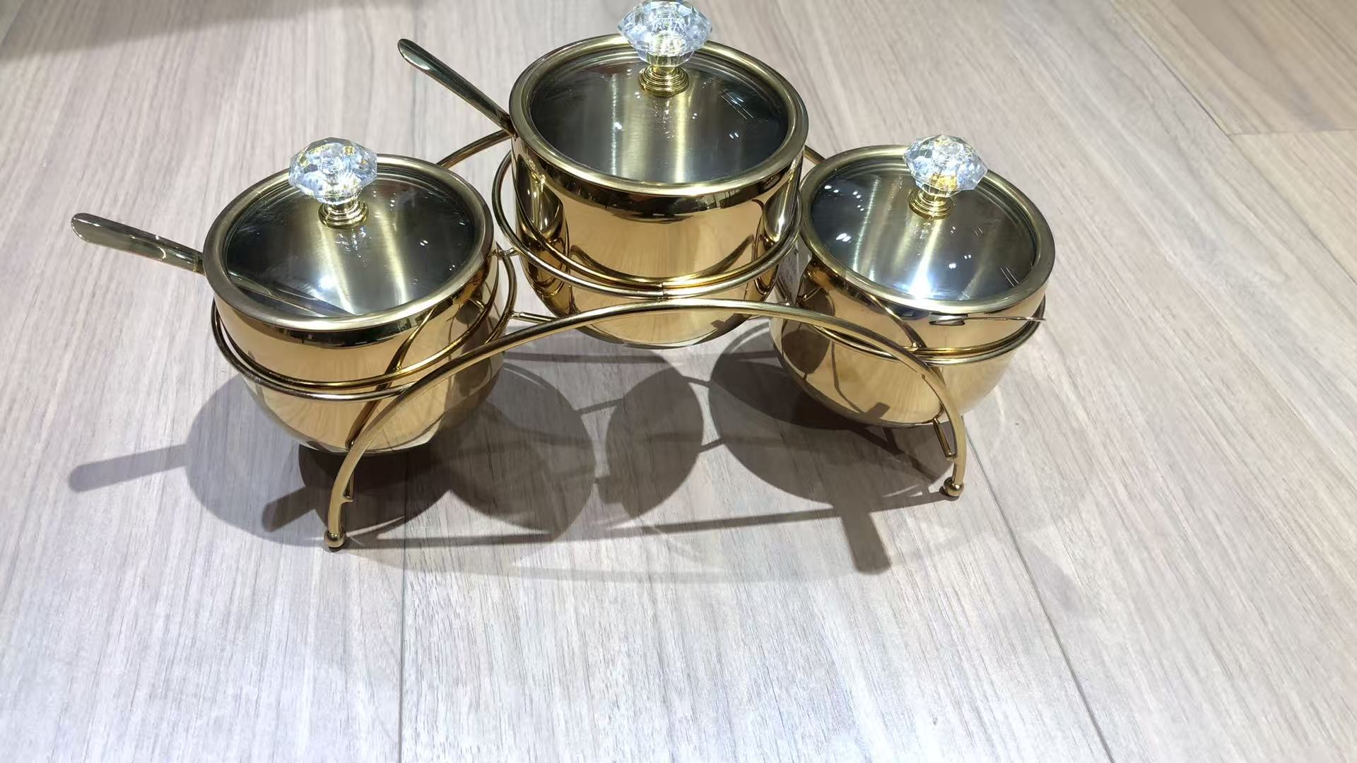 8.5CM bridge-shaped 3-flavor seasoning jar in gold