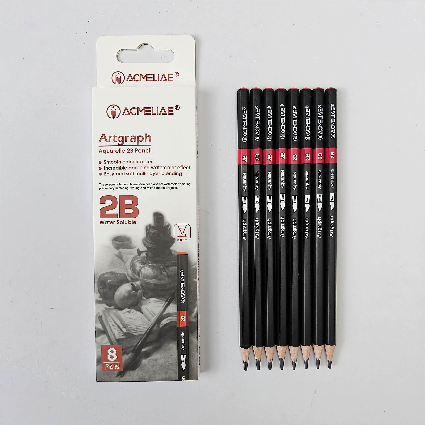 ACMELIAE P-6503 8PCS 2B Water Soluble Graphite Pencil full figure