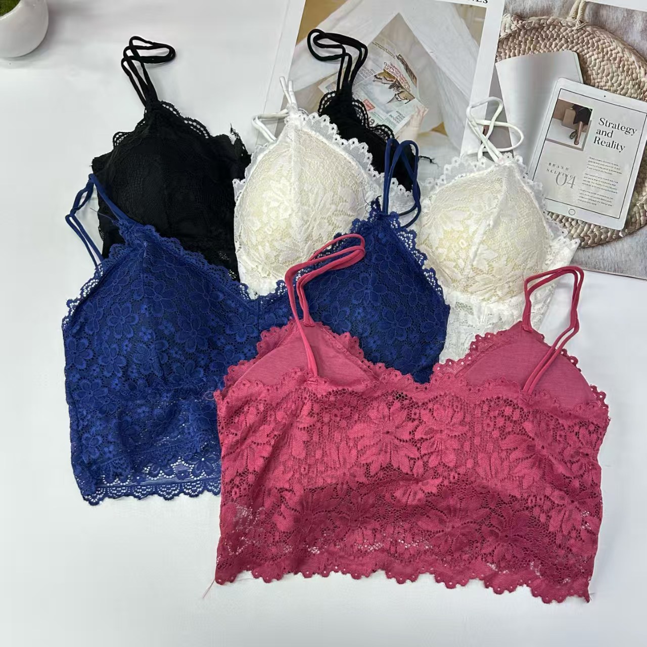 3018# Export to the Middle East and Africa, stock women's vest, broadband solid color, comfortable, sexy and interesting vest, beautiful back, detachable chest pad, back center, underwear QNI details Picture