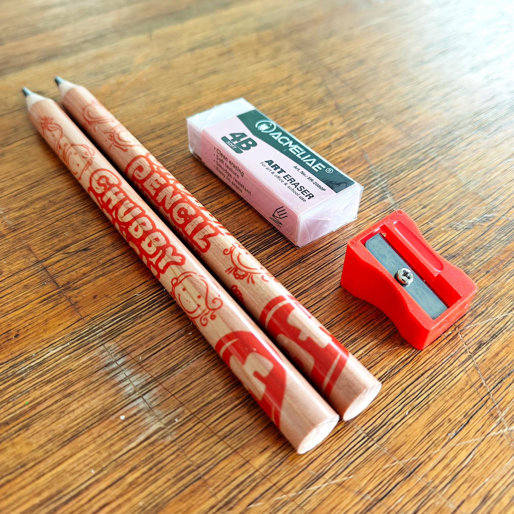 ACMELIAE 2PCS 10mm 4B Pencil+Sharpener+4B Eraser/BlisterCard details Picture