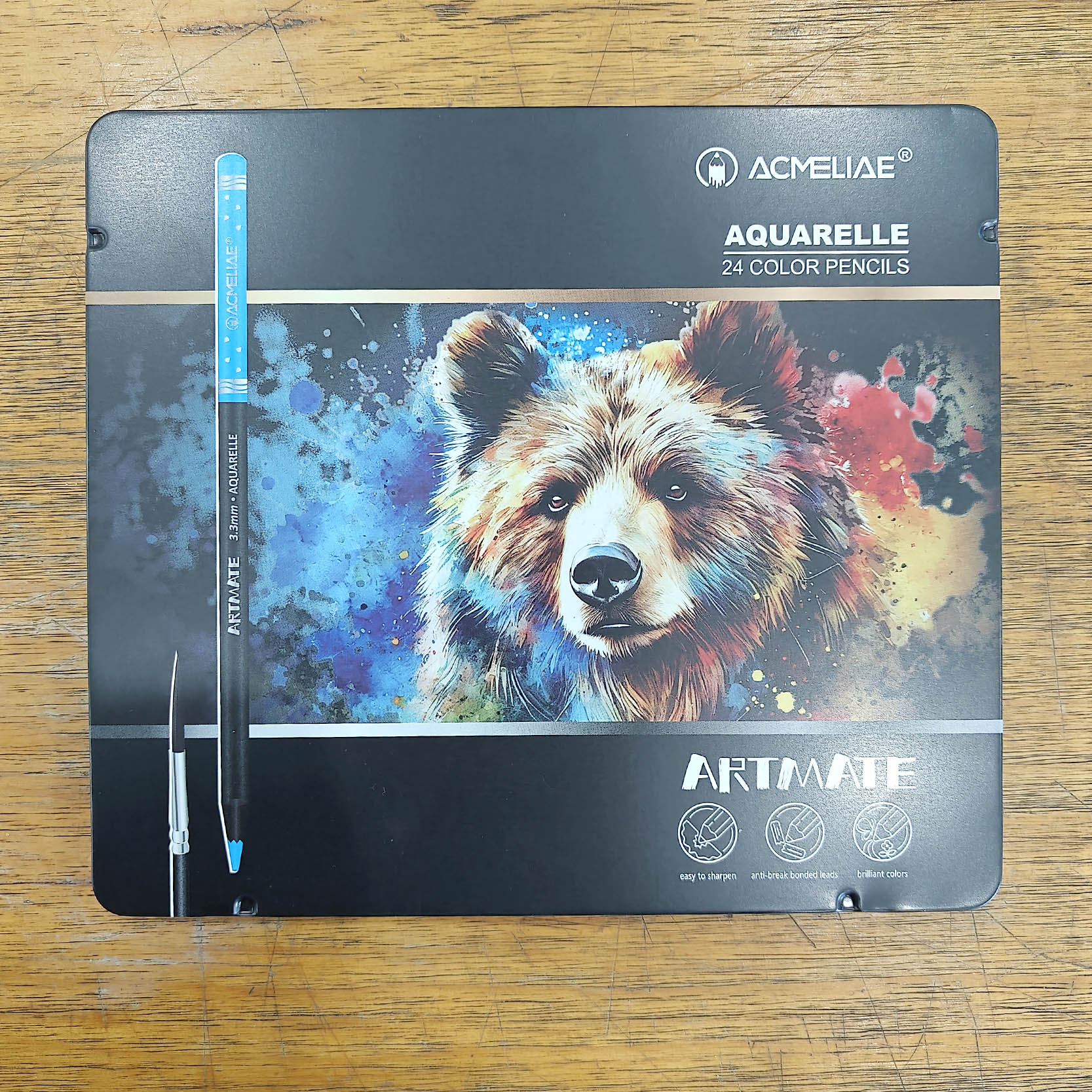 ACMELIAE 24PCS water soluble color pencil/tin box full figure
