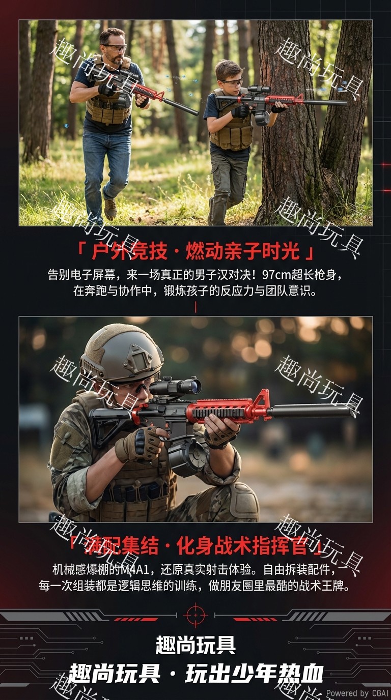 M4A1 Electric toy gun, water bullet assault, children's toy gun, children's entertainment shooting toy gun, electric water bullet gun pic 4