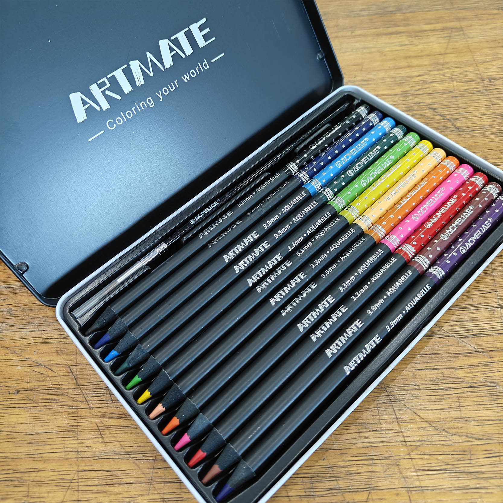 ACMELIAE 12PCS water soluble color pencil/tin box details Picture