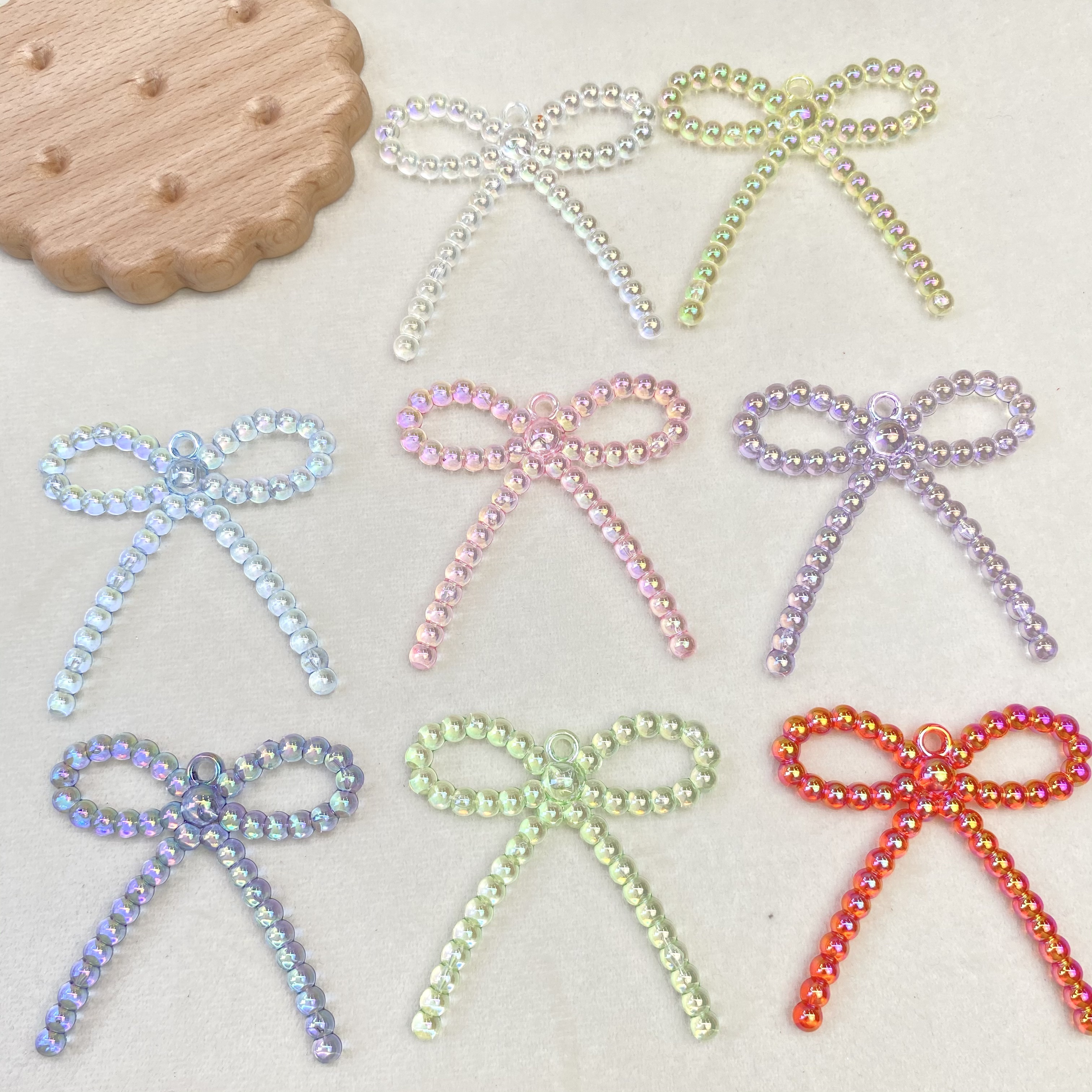 亚克力透明uv镀彩大吊孔蝴蝶结diy/手机链车载挂件挂饰饰品配件材料