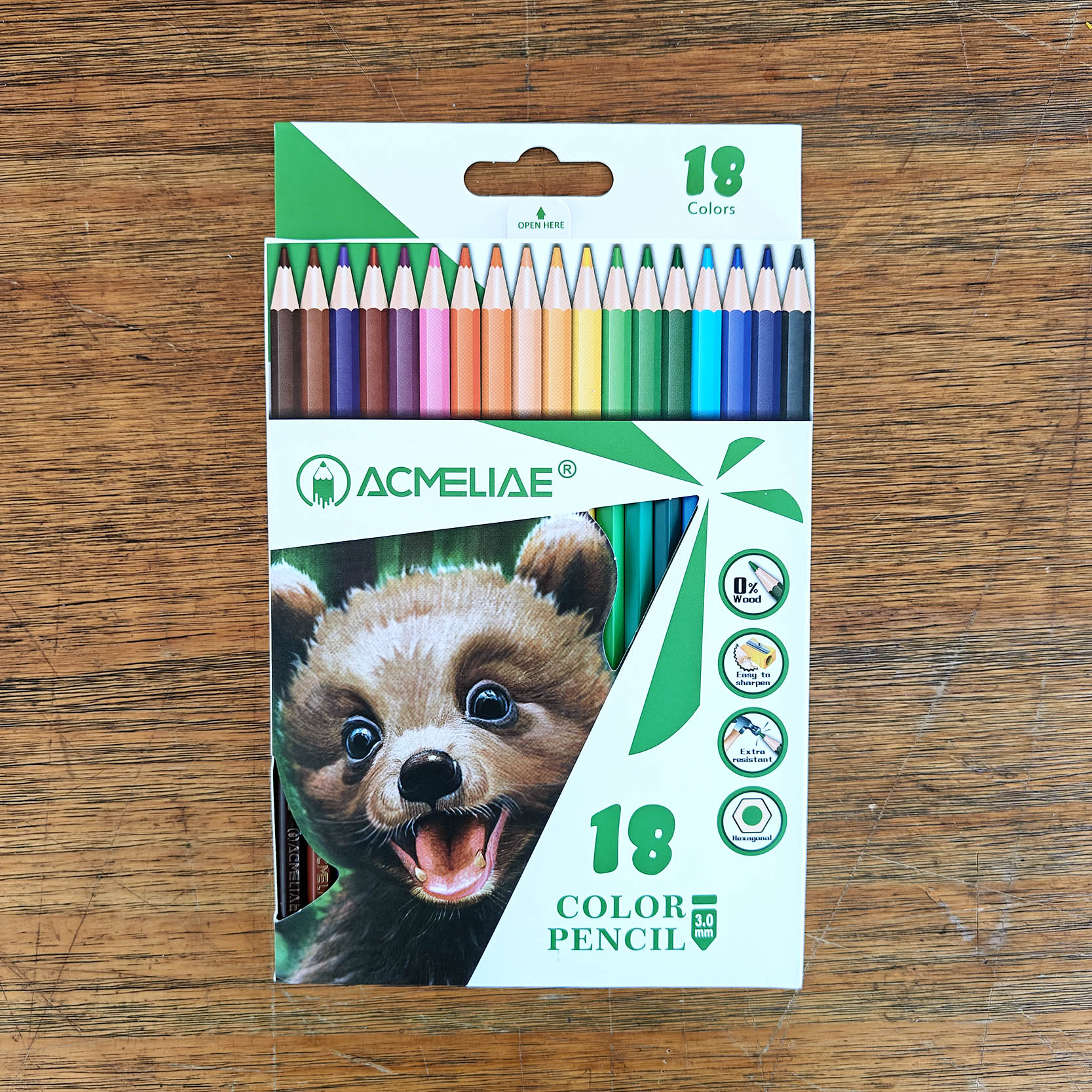 ACMELIAE PCP-018 18 colors Woodfree Hexagonal Color Pencil full figure