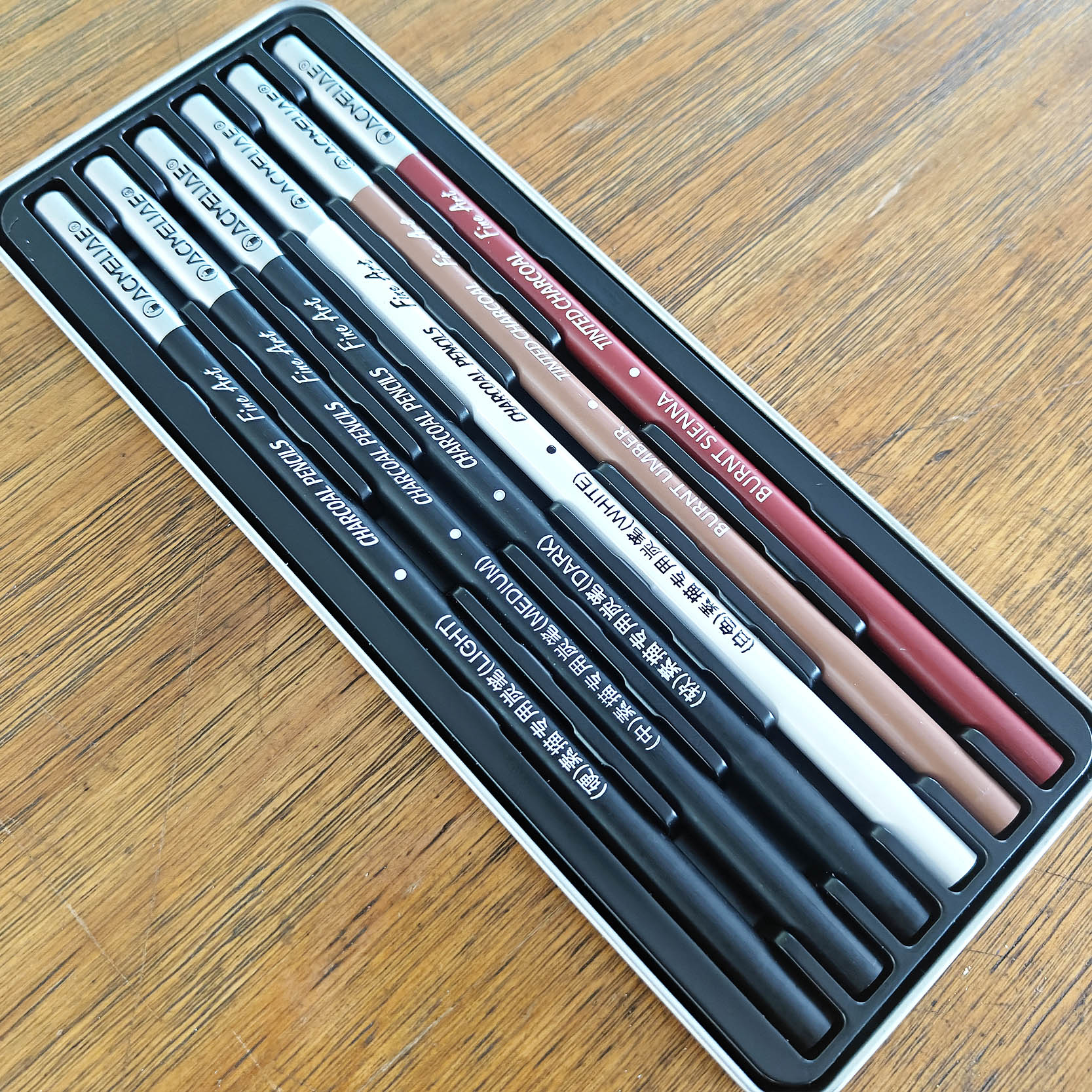 ACMELIAE C0006 6PCS Charcoal Pencil/ Tin Box details Picture
