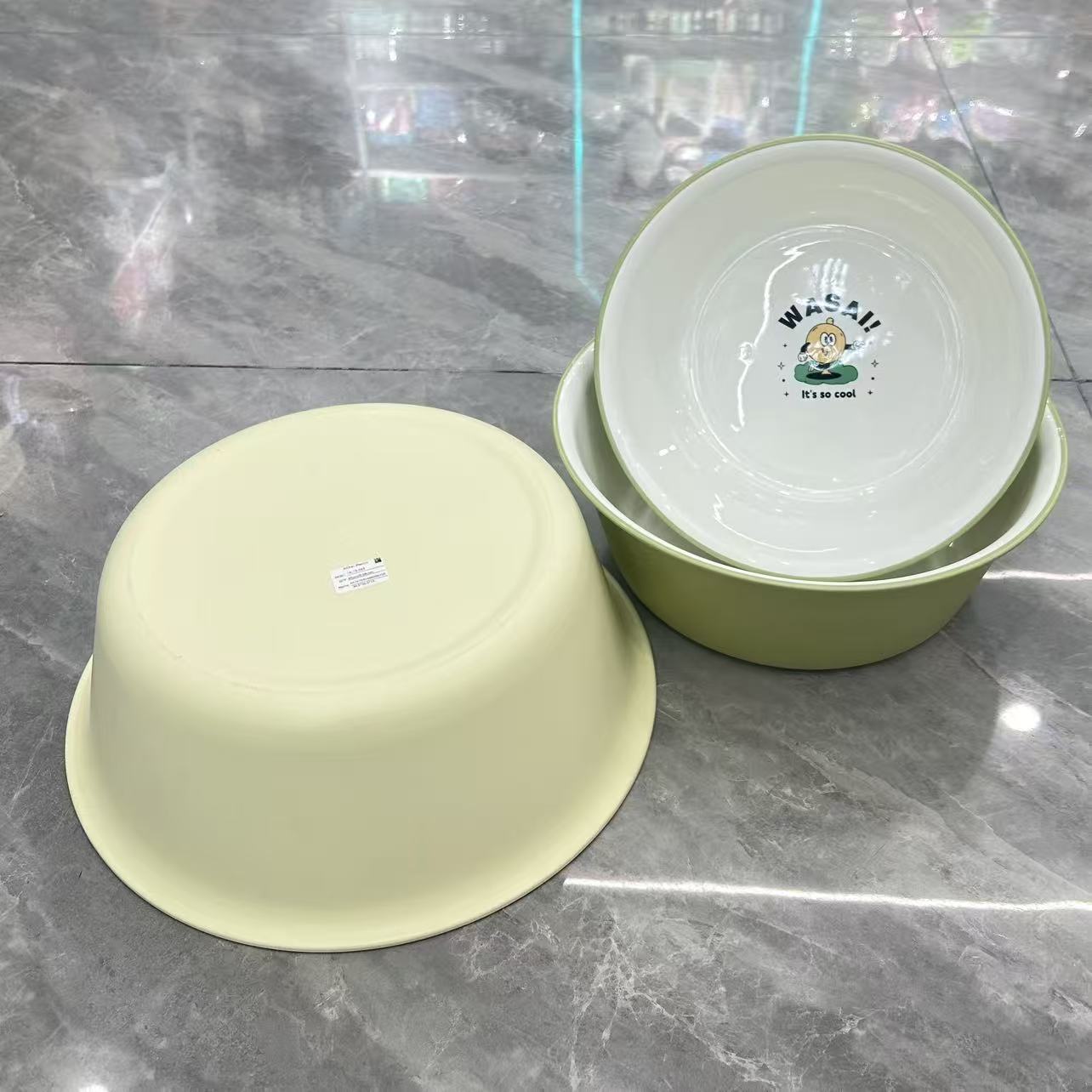 Cute cartoon printed household basin set, multi-functional PP plastic washbasin, kitchen and bathroom multi-purpose basin, plastic basin wholesale Specification image