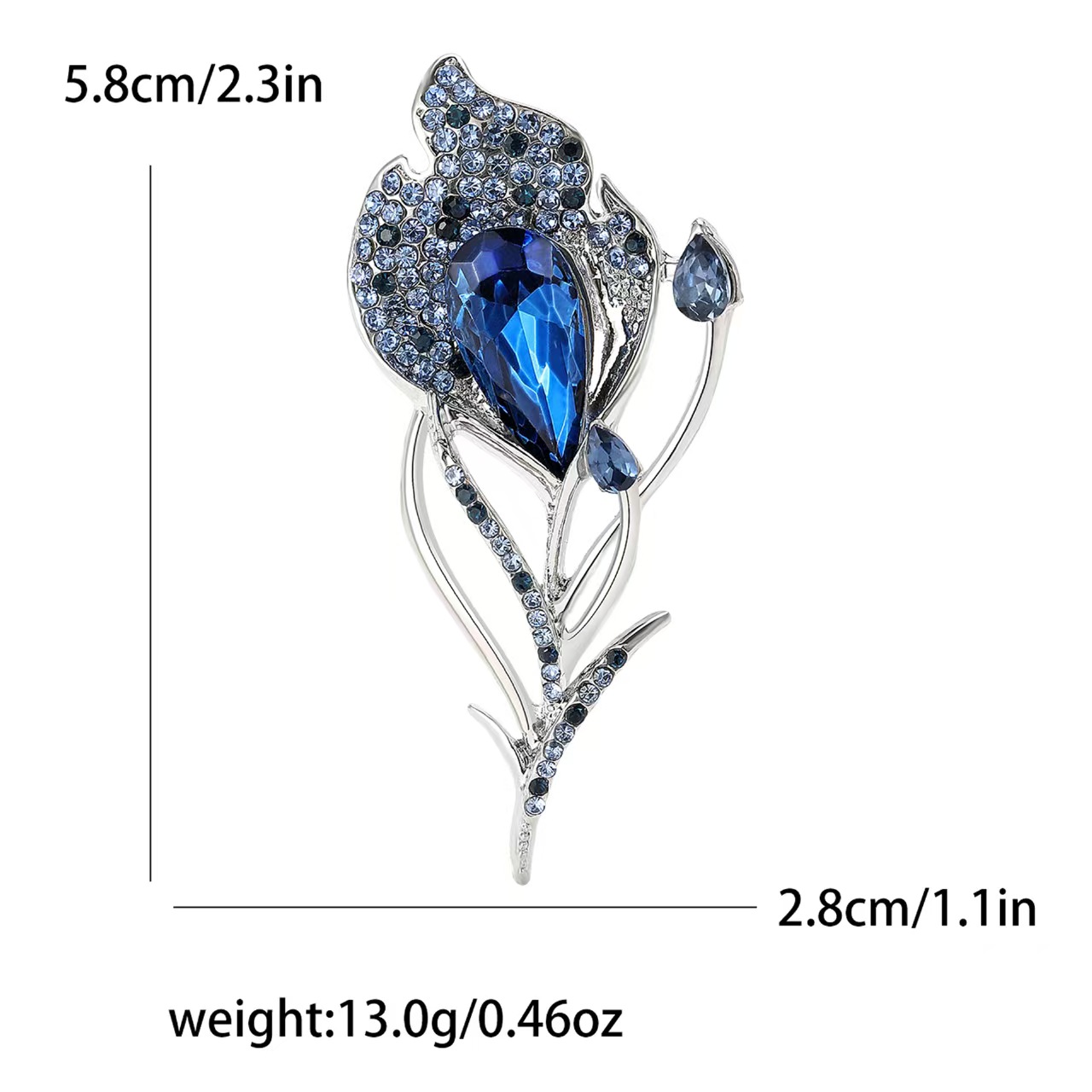New high-end and exquisite alloy rhinestone feather brooch, personalized and creative women's suit cardigan brooch accessory pic 2