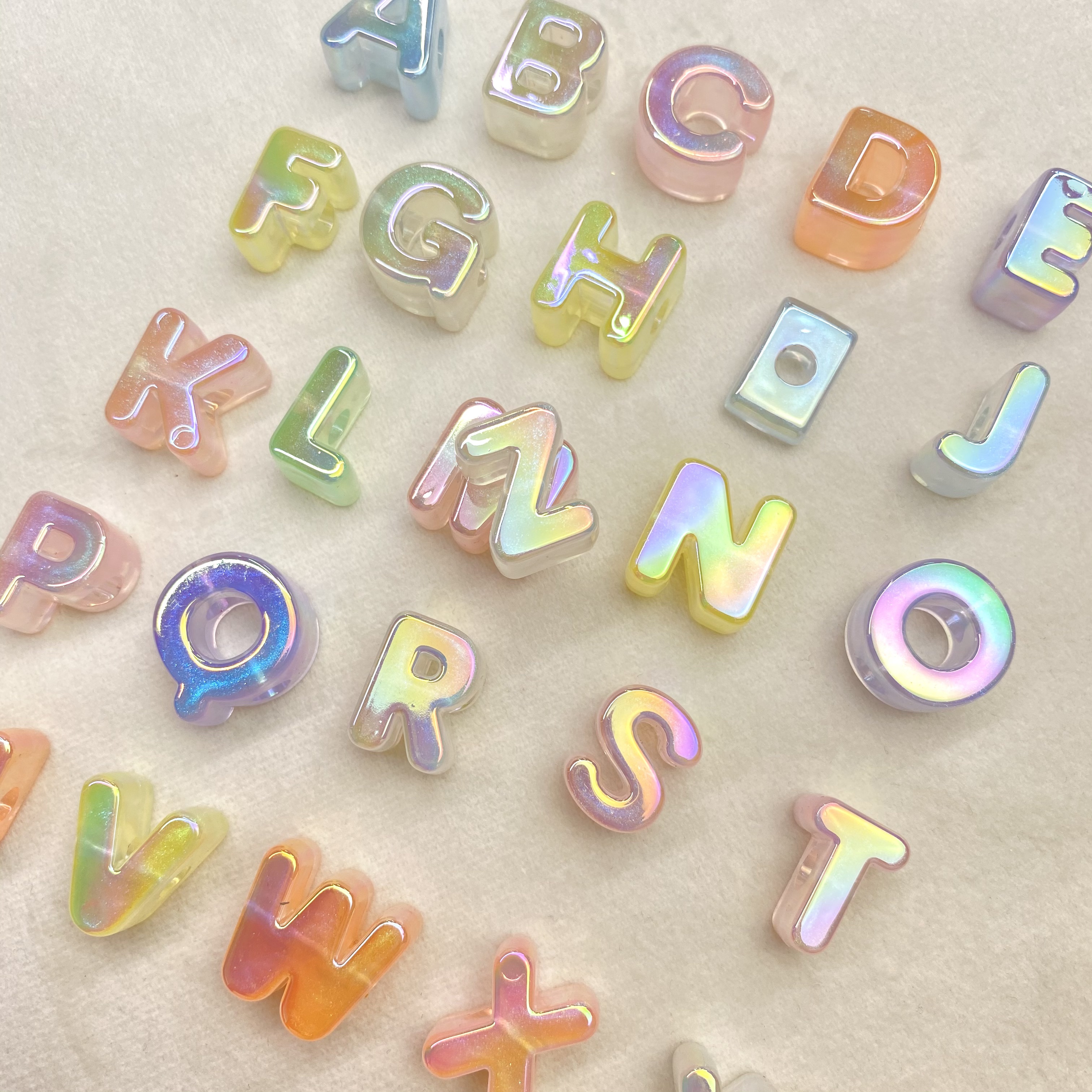 diy acrylic UV-coated luminous fine flash lettering beads/Materials for mobile phone chains, keychains, bags and pendants Specification image
