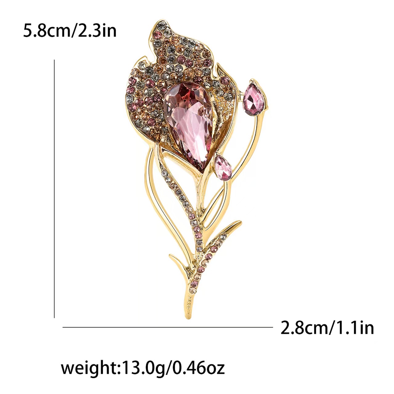 New high-end and exquisite alloy rhinestone feather brooch, personalized and creative women's suit cardigan brooch accessory Item Picture