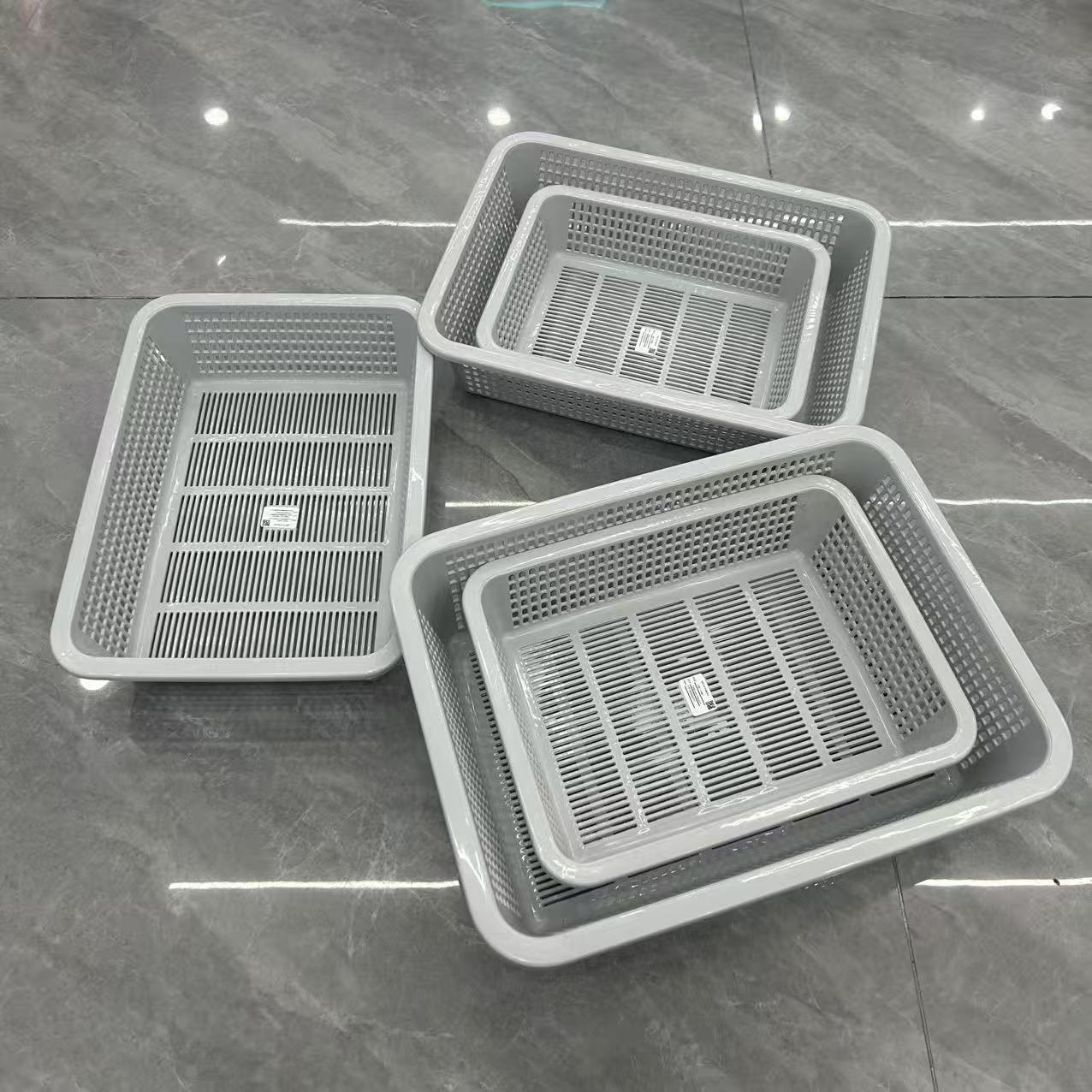 长方形镂空沥水篮 多功能收纳筐 蔬菜水果杂物通用整理篮小框子整理箱收纳容器多功能储物篮