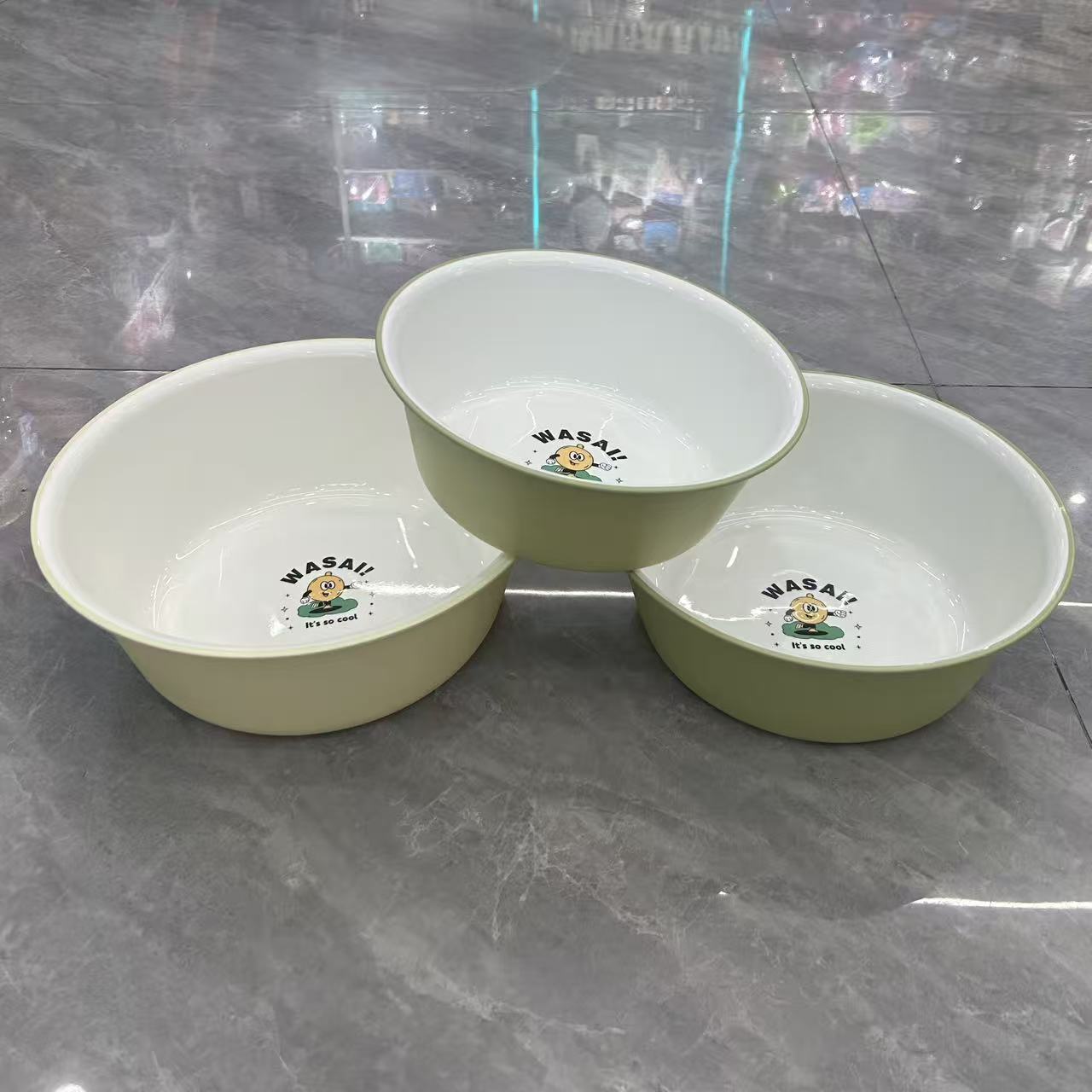 可爱卡通印花家用盆套装 多功能 PP 塑料洗脸盆 厨房浴室多用盆塑料盆脸盆批发