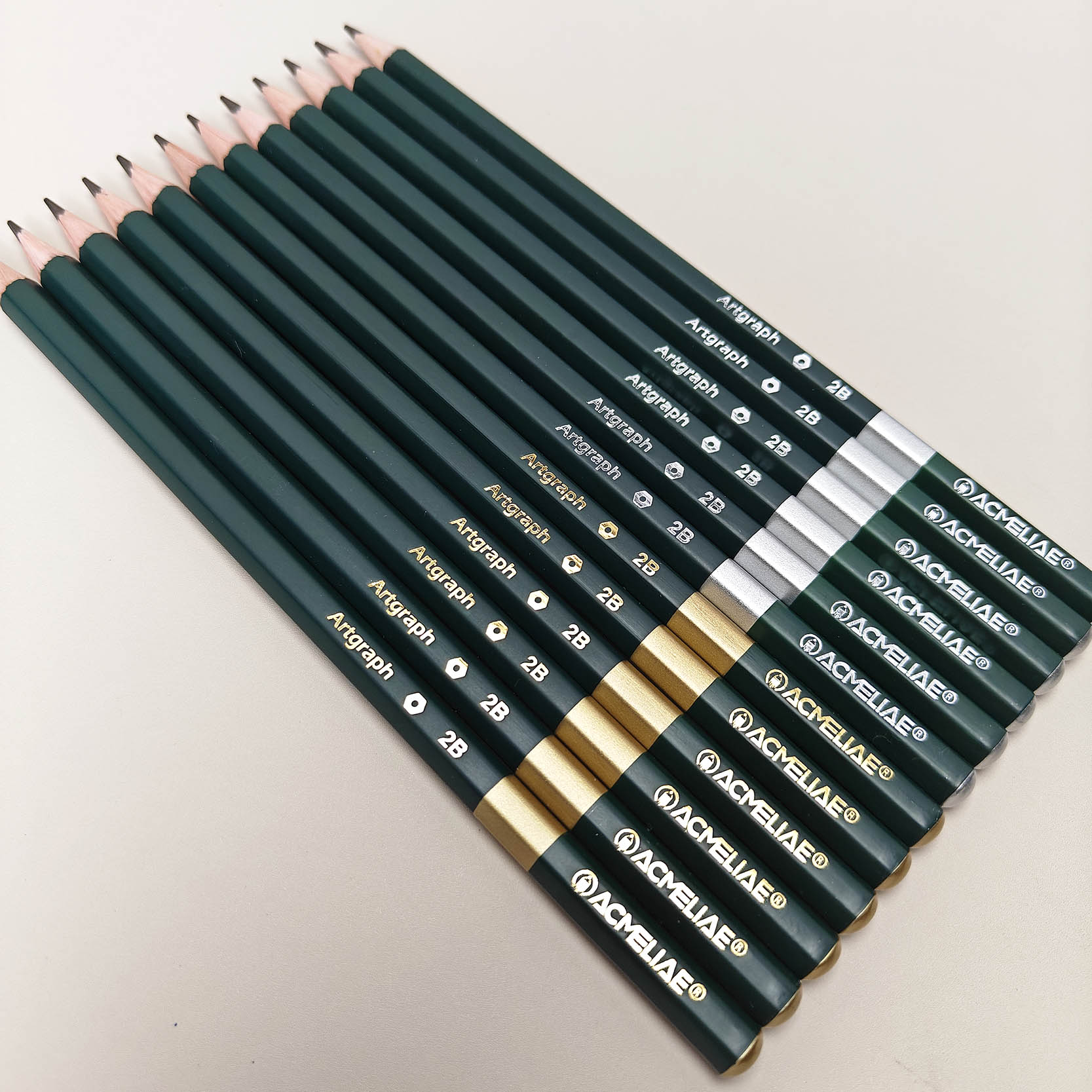 ACMELIAE 12pcs Green 2B Pencil End Dipped details Picture