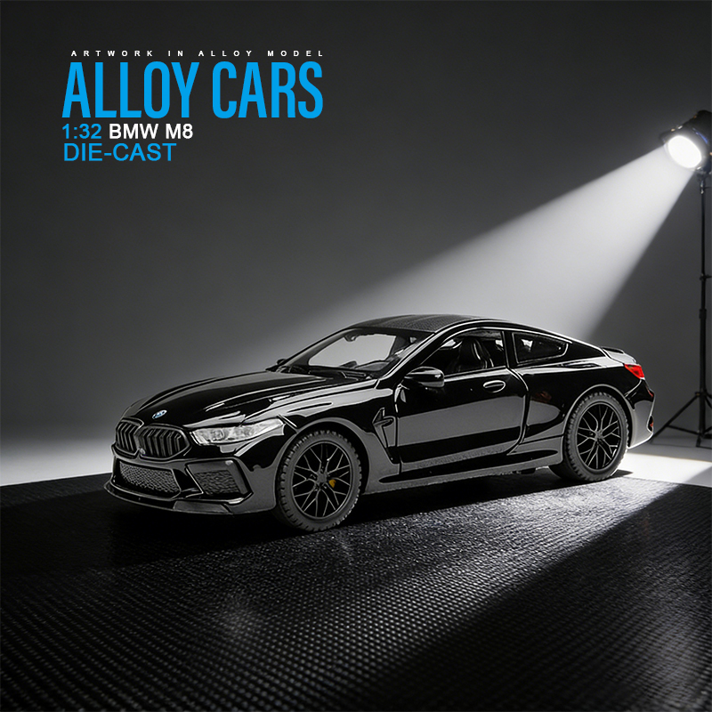 1:32 BMW M8 alloy car model toy car, small car model, children's toy car model, collectible display item, alloy material Specification image