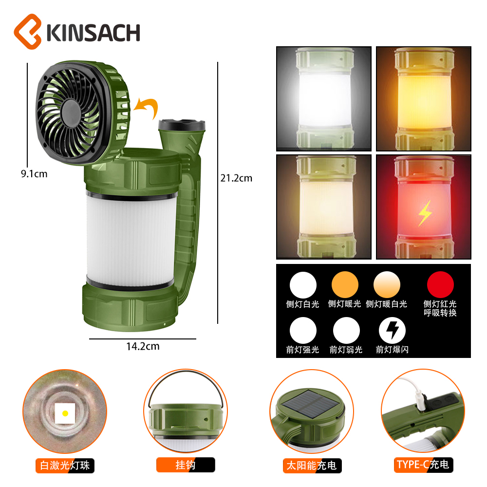 KINSACA Star Source Multi-functional Fan LED Camping Light details Picture