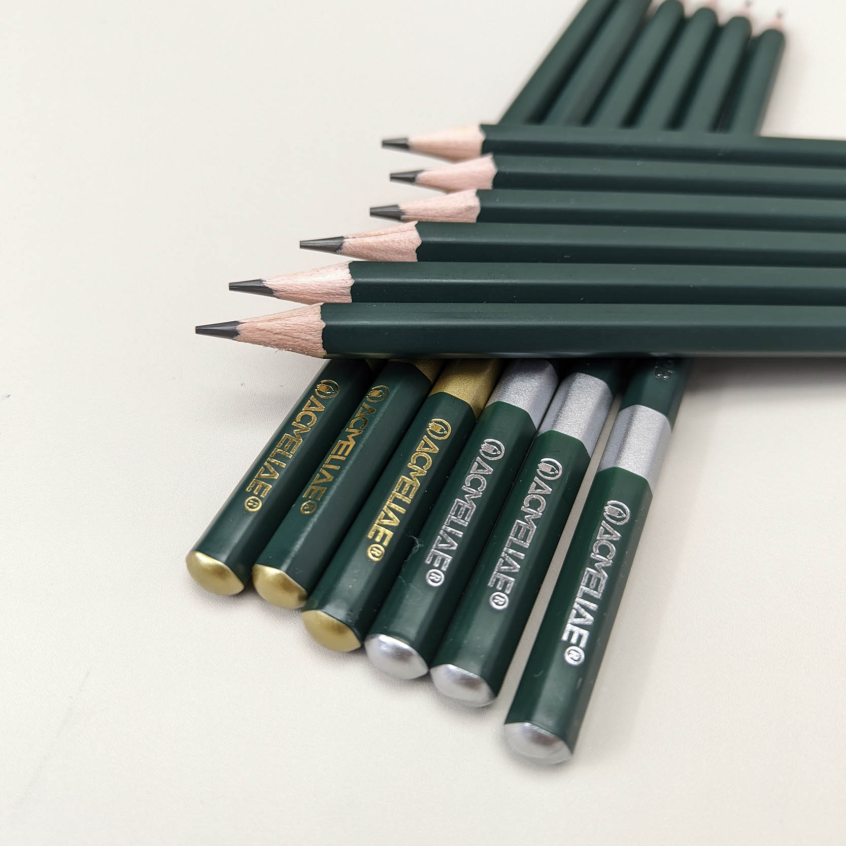 ACMELIAE 12pcs Green 2B Pencil End Dipped Specification drawing