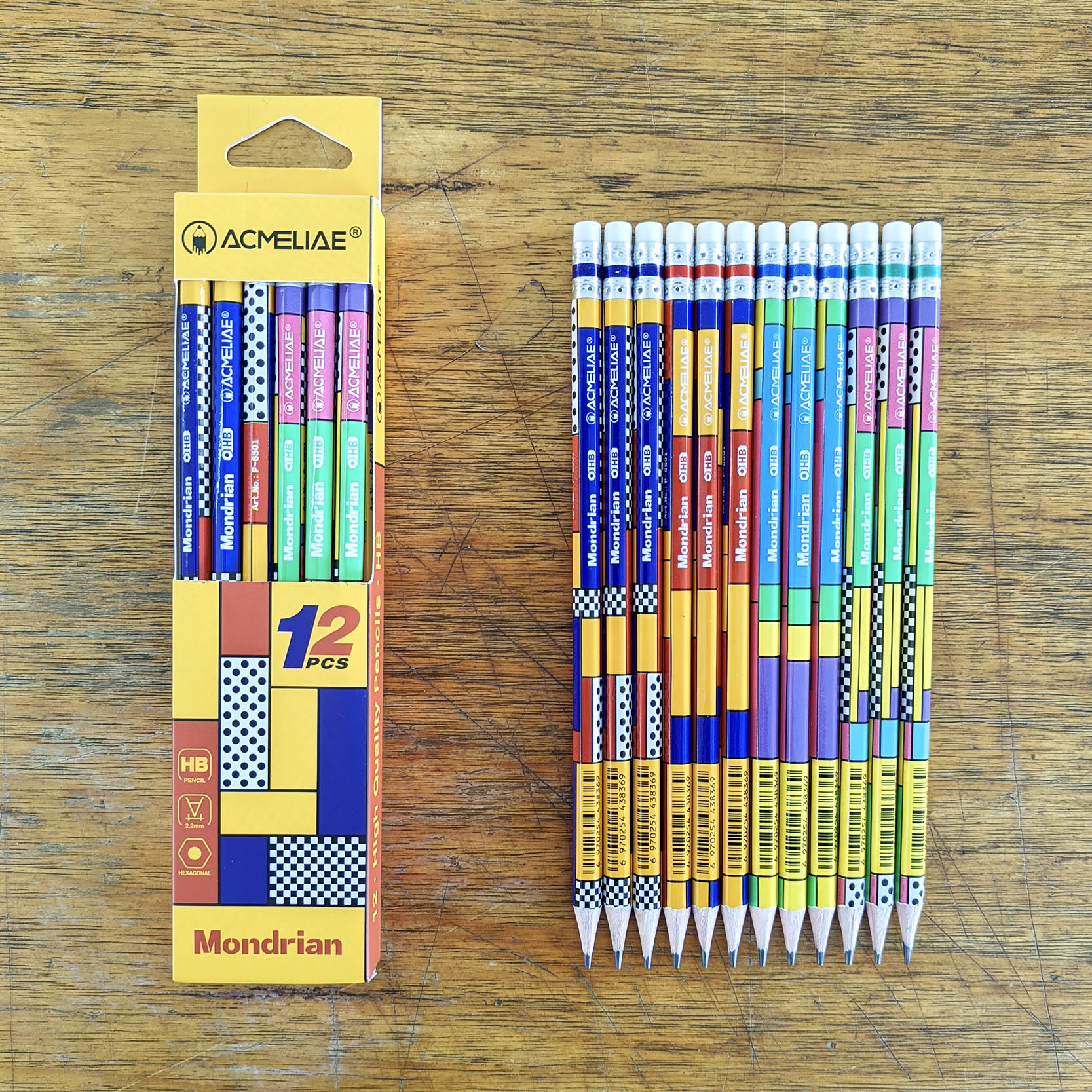 ACMELIAE P-6501 12PCS Mondrian HB Pencil full figure