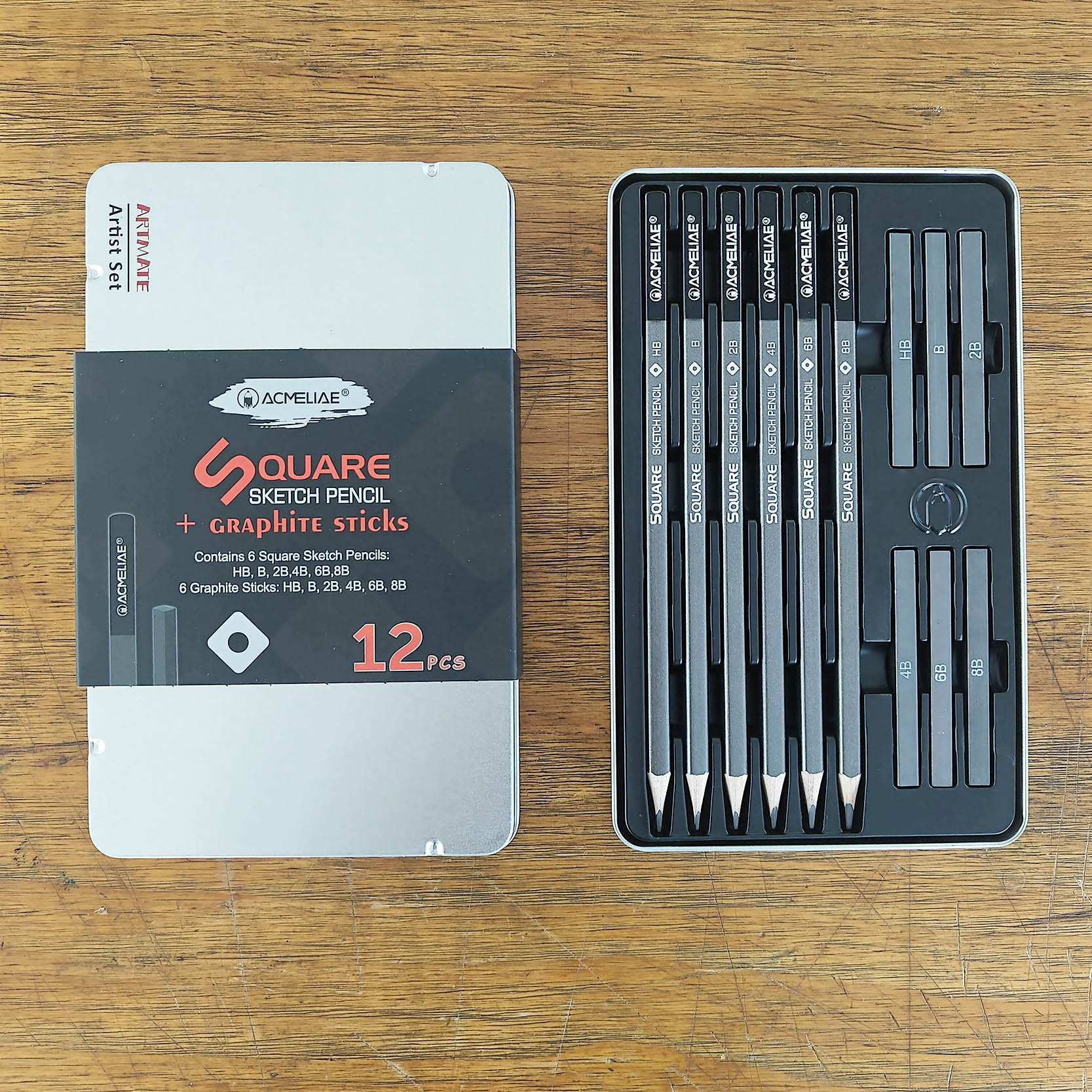 ACMELIAE G0012 6PCS drawing pencils+ 6PCS graphite sticks full figure
