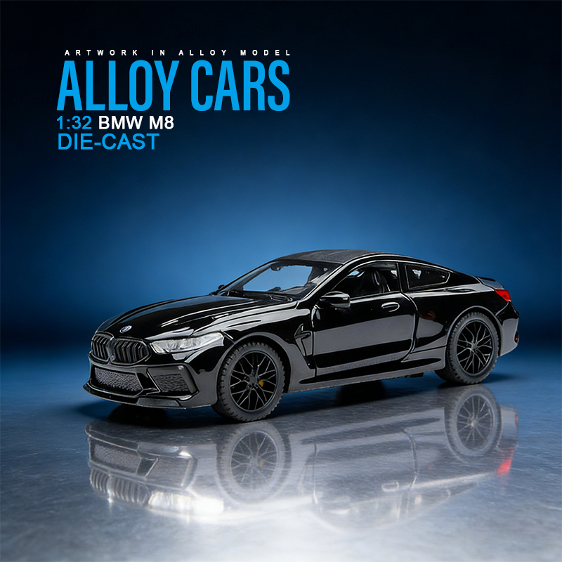 1:32 BMW M8 alloy car model toy car, small car model, children's toy car model, collectible display item, alloy material