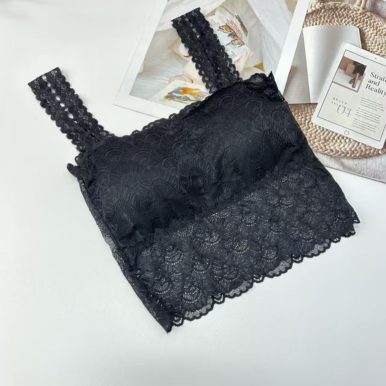 8802# Foreign trade export Middle East and Africa inventory Women's vest, broadband solid color, comfortable, sexy and interesting vest, beautiful back, detachable chest pad, back center, underwear QNI details Picture