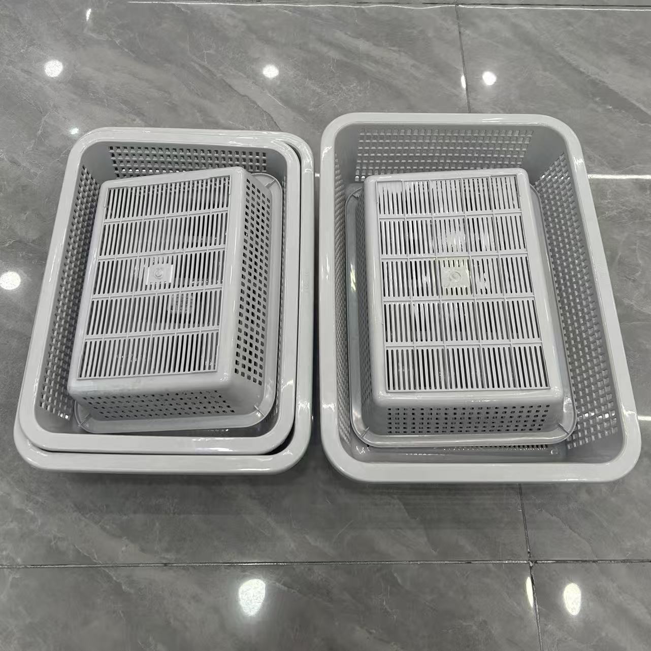 Rectangular hollowed-out draining basket, multi-functional storage basket, universal sorting basket for vegetables, fruits and sundries, small frame sorting box, storage container, multi-functional storage basket Item Picture