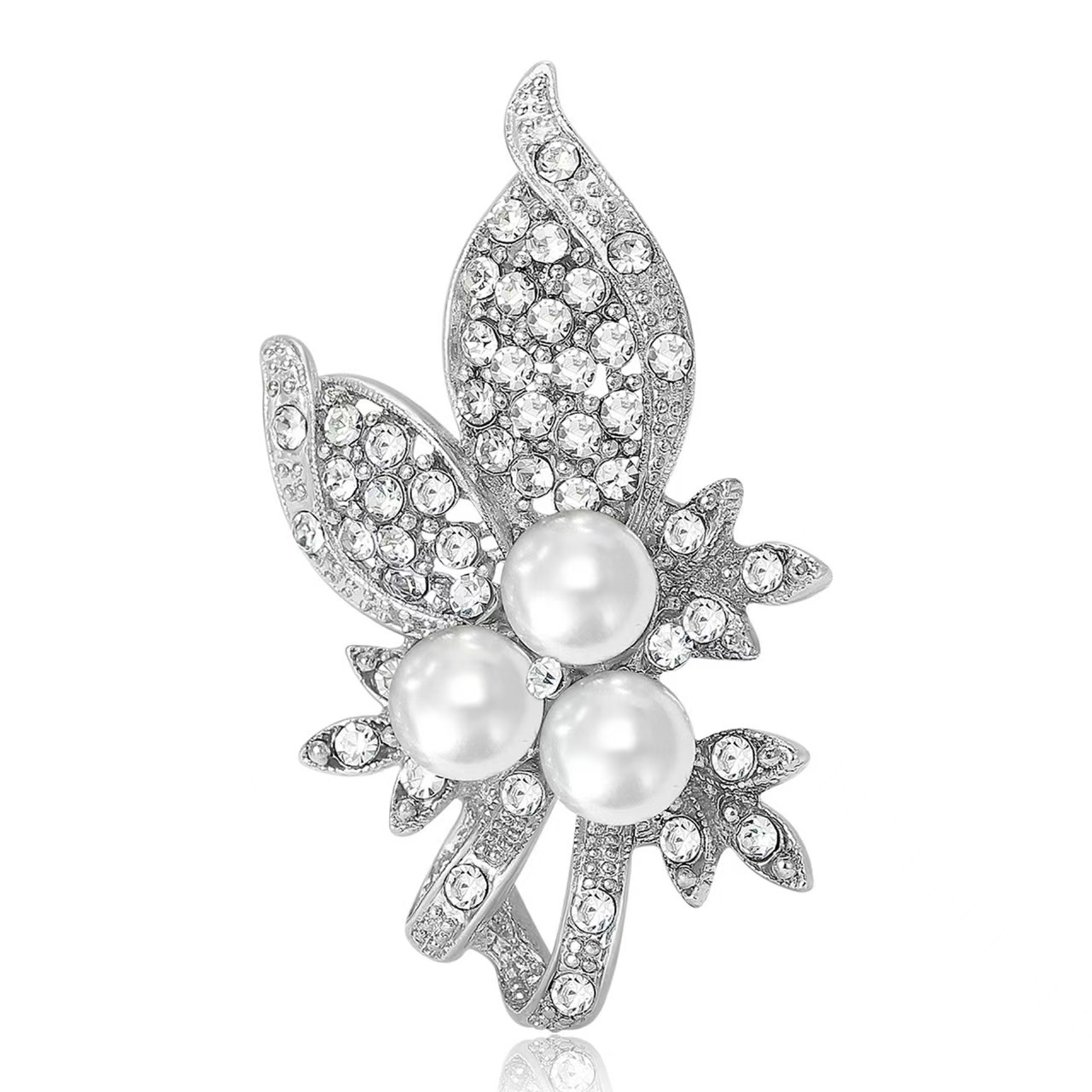Wholesale and direct sales of high-end Japanese and Korean water diamond and pearl accessory brooches, fashionable and versatile clothing accessory pins Specification image