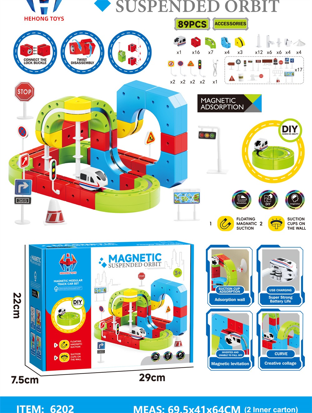 Magnetic levitation track set toy magnetic attraction magnetic block children's educational assembly fun combination