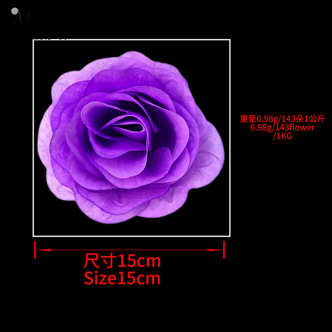 The main body of the rose is made of anti-real flower pieces, with multi-layer flower pieces. It is a rose bouquet, flower arrangement, plant wall decoration, and wedding flower arrangement Specification image