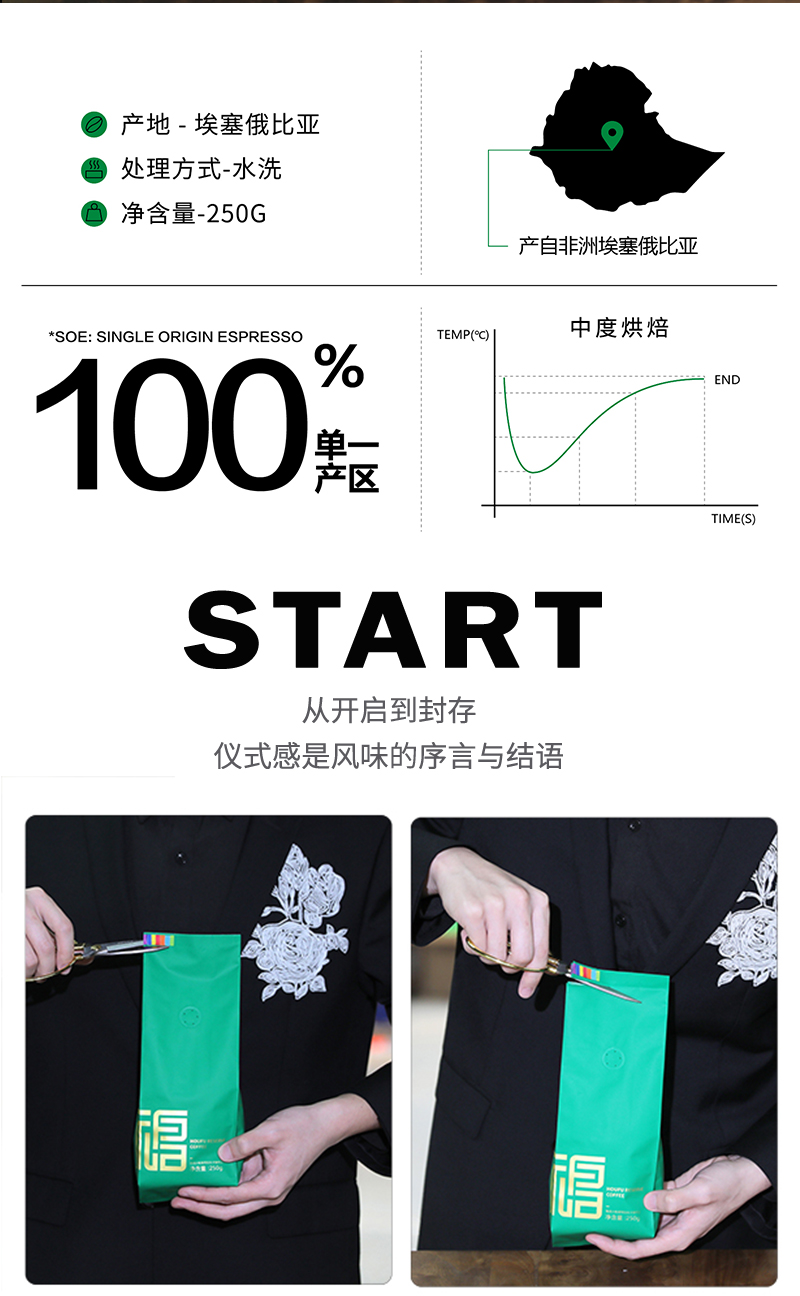 埃塞俄比亚进口单一产地精品咖啡豆SOE手冲美式意式浓郁醇香黑咖啡水洗中度烘焙新鲜烘焙250g详情5