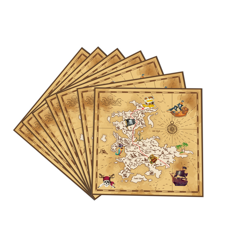 新款海盗寻宝主题一次性桌布纸盘纸杯纸巾拉旗派对套装装饰用品产品图