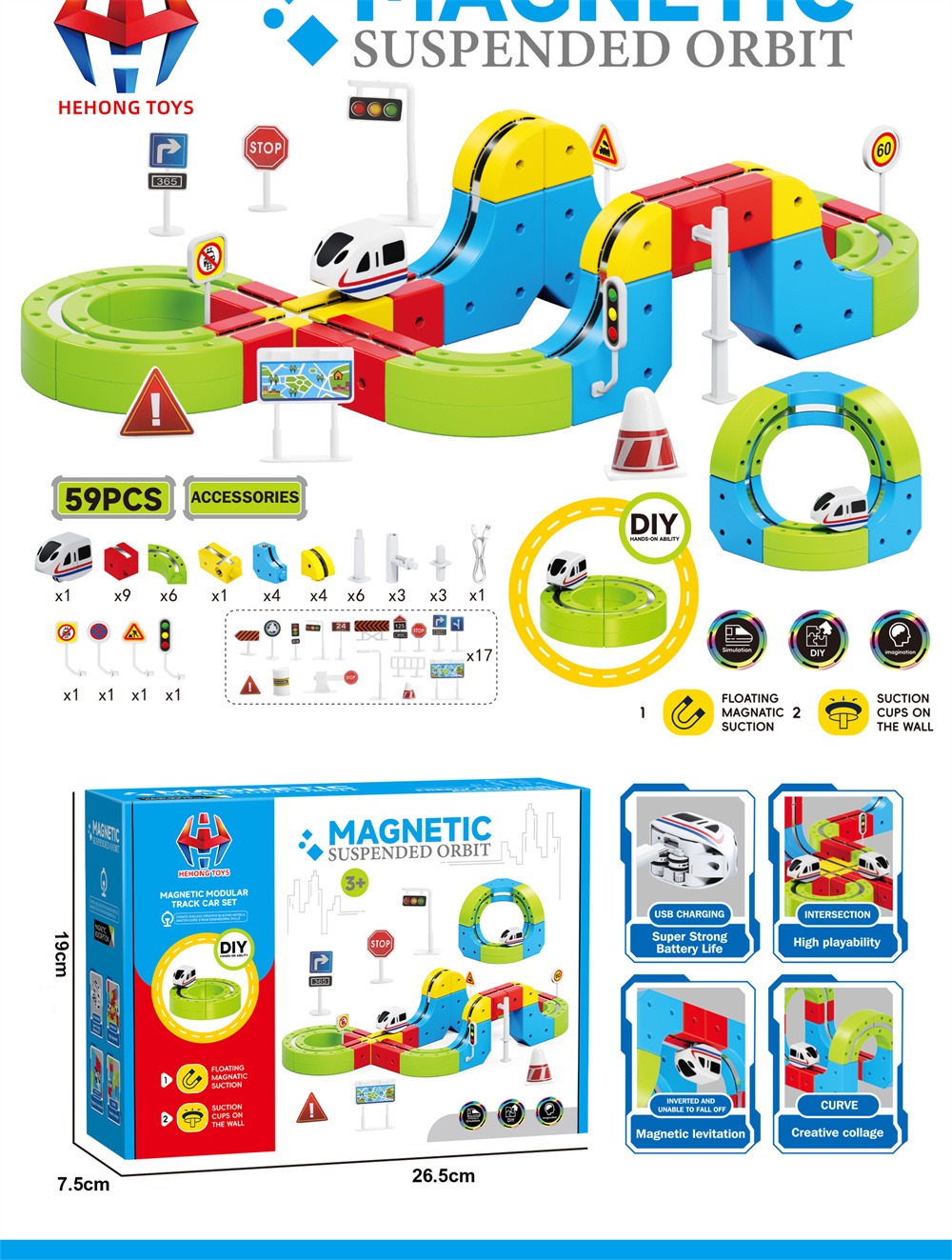 Magnetic levitation track toy magnetic attraction train electric trend track combination