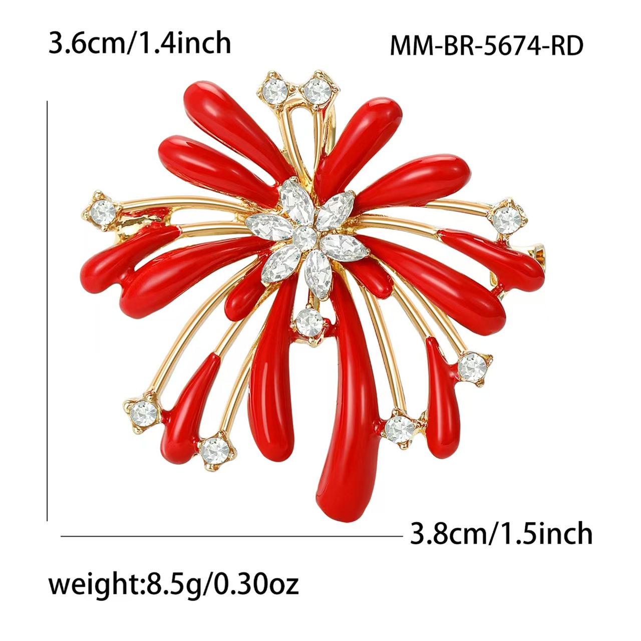 Korean water diamond enamel, a romantic firework brooch, coat accessory, high-end corsage, a versatile and elegant accessory pic 2