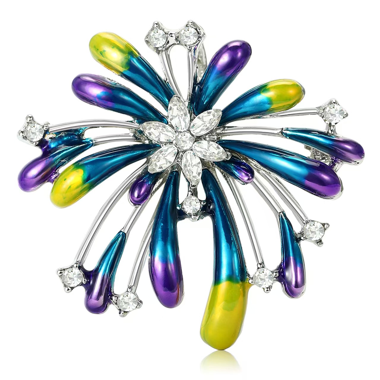 Korean water diamond enamel, a romantic firework brooch, coat accessory, high-end corsage, a versatile and elegant accessory Application Scenario