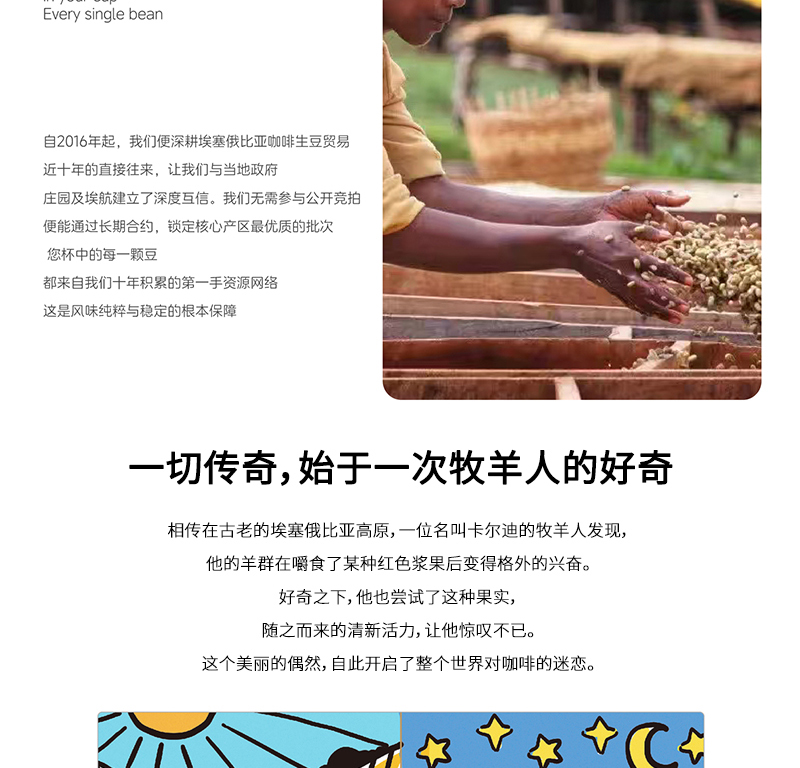 埃塞俄比亚进口精品咖啡豆水洗日晒拼配美式手冲新鲜中度烘焙原生种纯正黑咖啡250G详情13