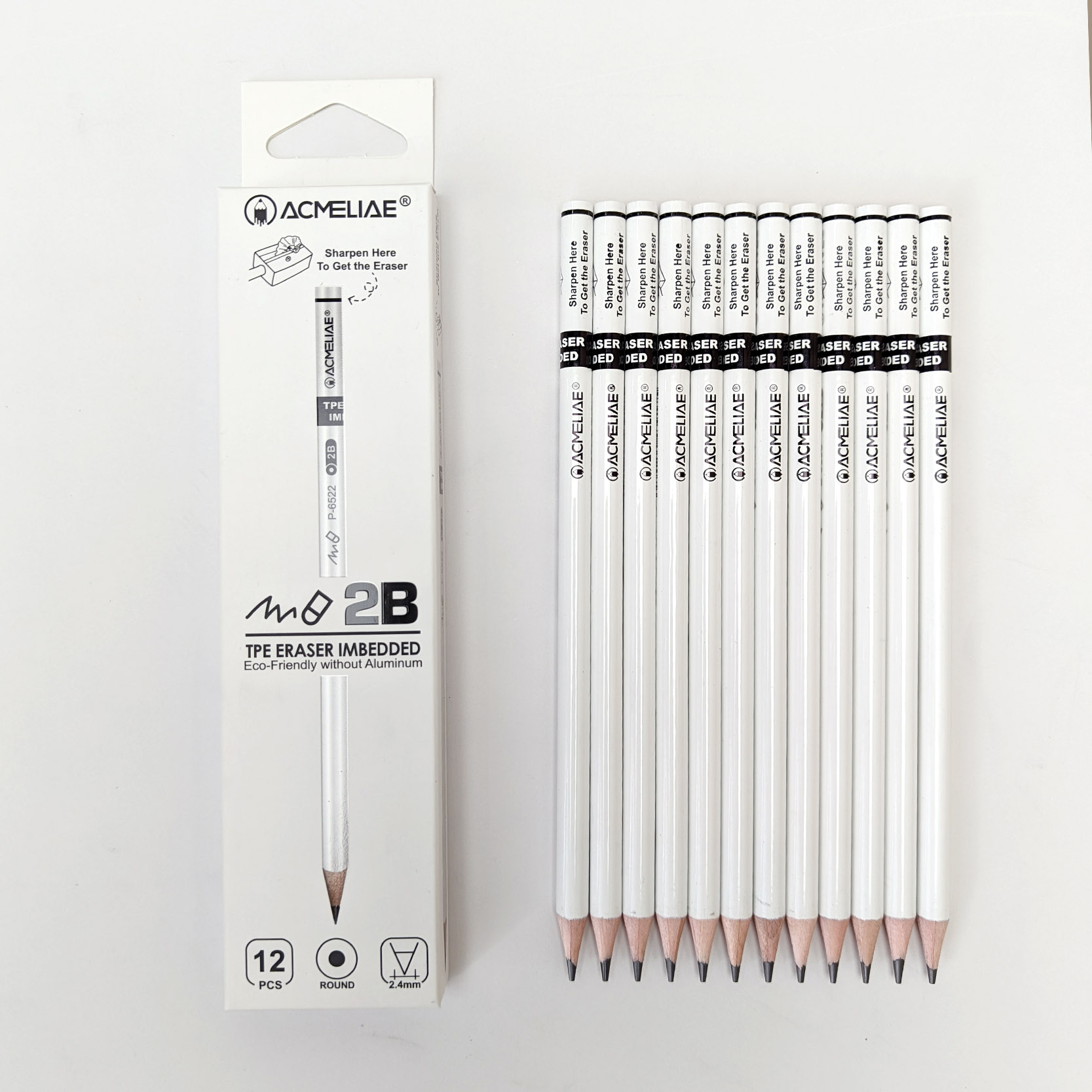 ACMELIAE 12PCS Built-in Eraser 2B Pencil full figure