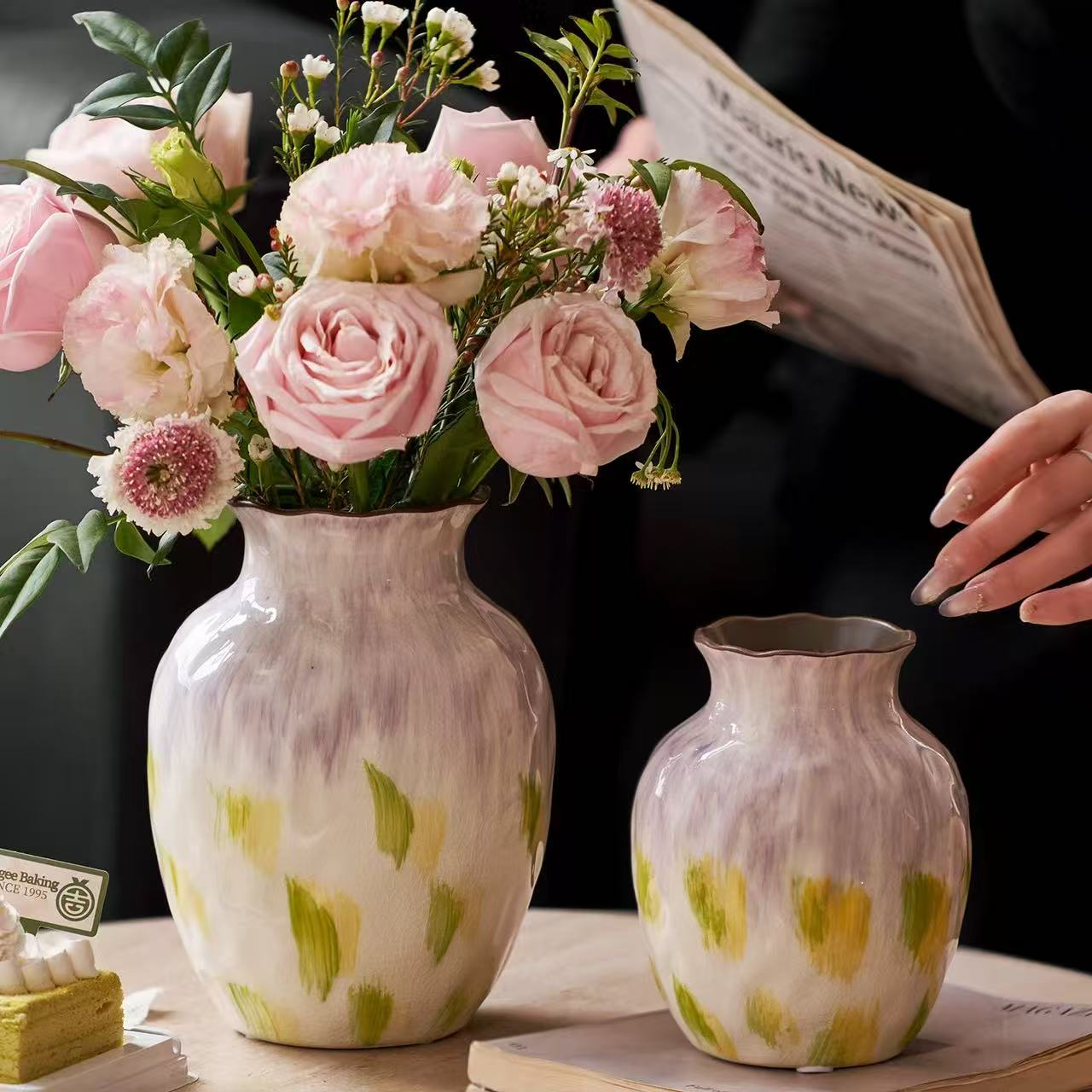 花瓶/亚克力小花瓶打不破/珐琅彩瓶/陶瓷花瓶/花瓶陶瓷白底实物图