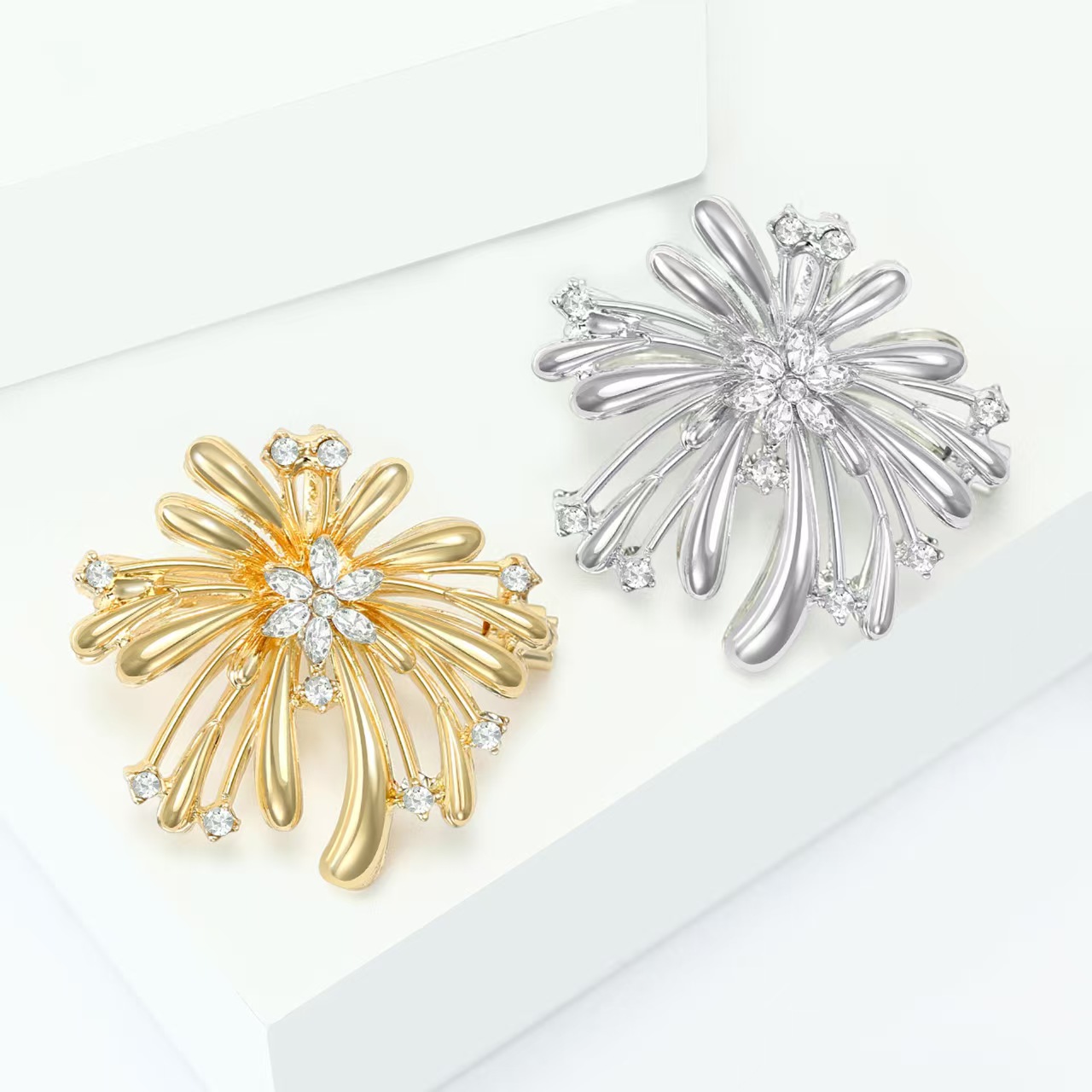 新款创意水钻烟花胸针时尚百塔简约气质大衣西服服装配饰别针胸花 