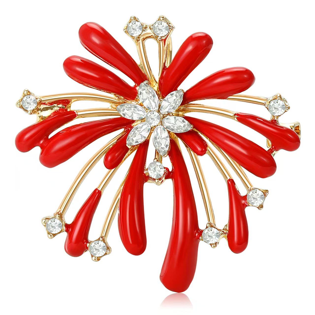 Korean water diamond enamel, a romantic firework brooch, coat accessory, high-end corsage, a versatile and elegant accessory Item Picture