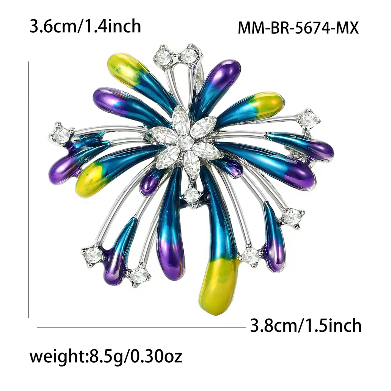 Korean water diamond enamel, a romantic firework brooch, coat accessory, high-end corsage, a versatile and elegant accessory pic 1