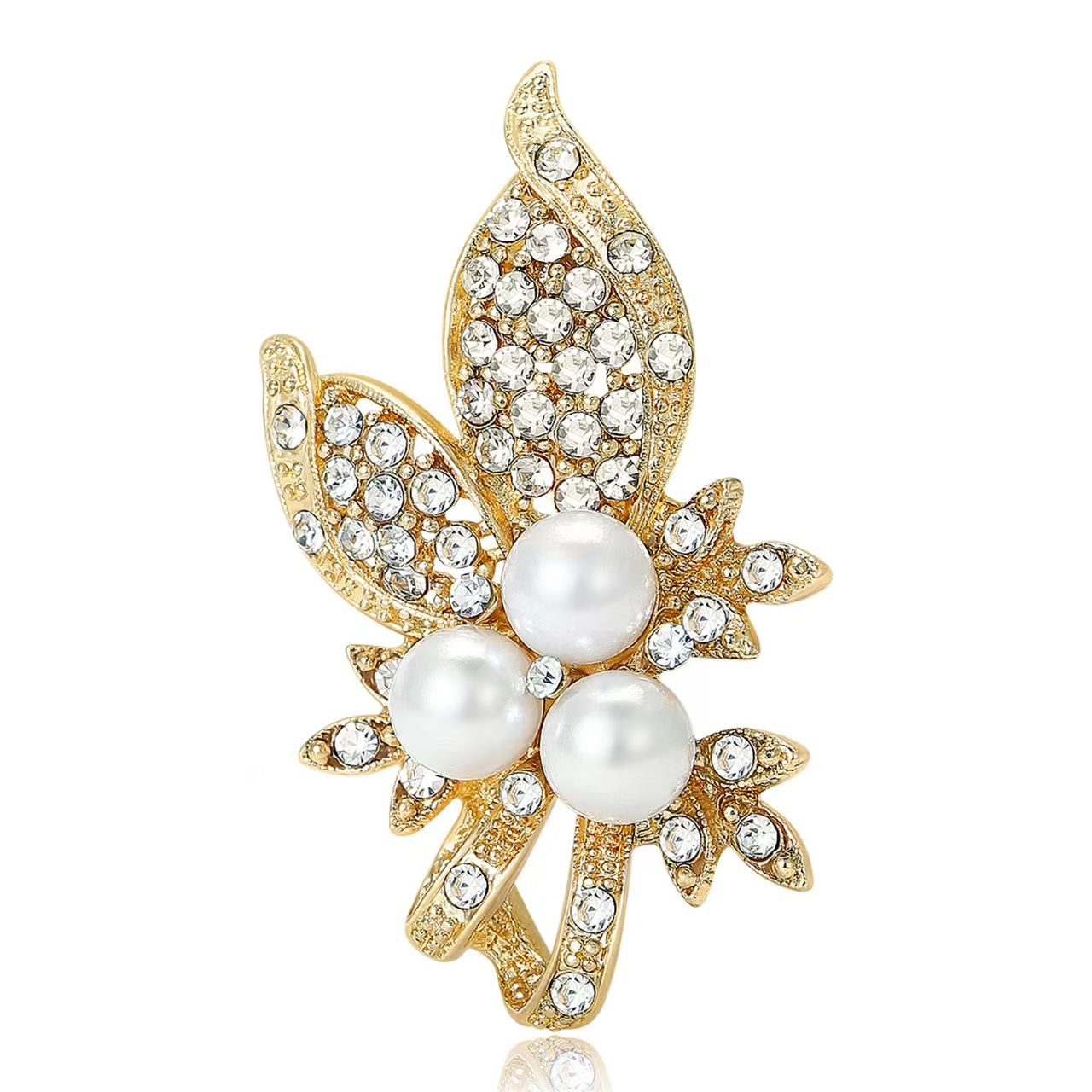 Wholesale and direct sales of high-end Japanese and Korean water diamond and pearl accessory brooches, fashionable and versatile clothing accessory pins details Picture