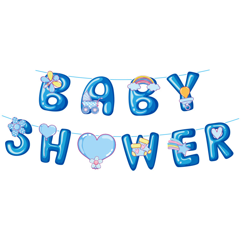 跨境babyshower纸质拉旗派对装饰横幅布置道具字母彩旗生日拉旗