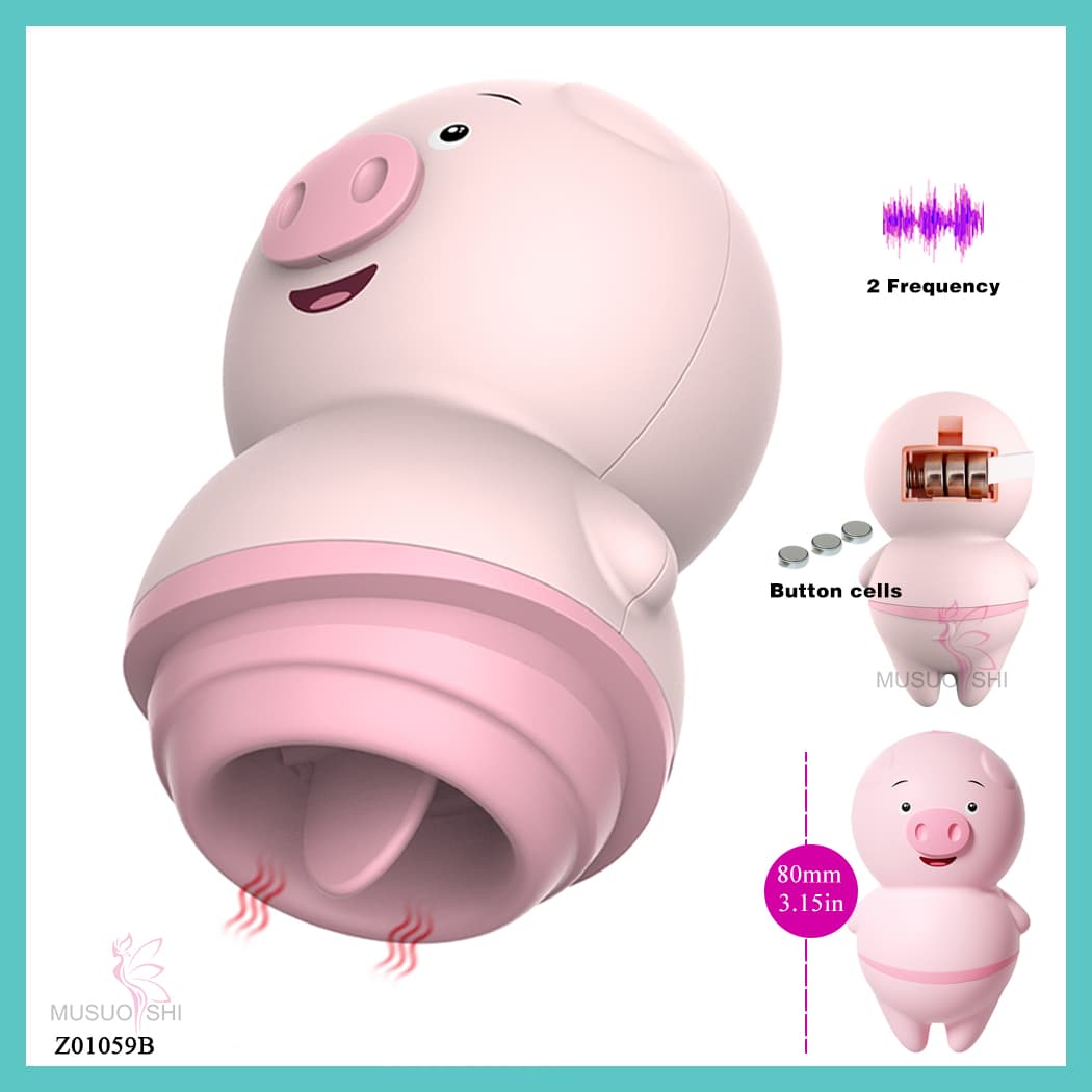 Z01059B Battery Powered Massage Tool for Body Sexy Toy Adult Sex Toys Vibrator AV Stick Female Masturbator Cute Pig-Shaped Vibrator with 2 Frequencies, 80mm Size full figure
